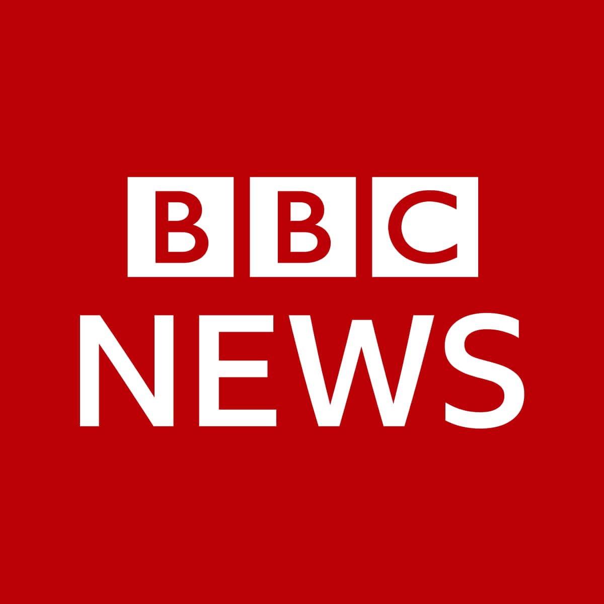 News 桌布 壁紙 — 大膽的白色BBC News標誌居中在純紅色背景上，搭配乾淨的無襯線字體。