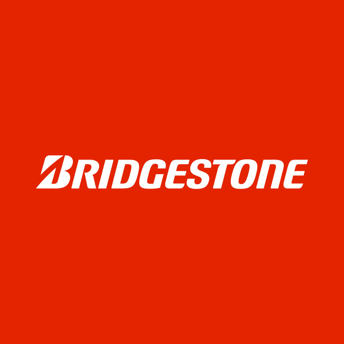 紅色動圖 桌布 壁紙 — 大膽的白色Bridgestone標誌居中在純色鮮紅色背景上。