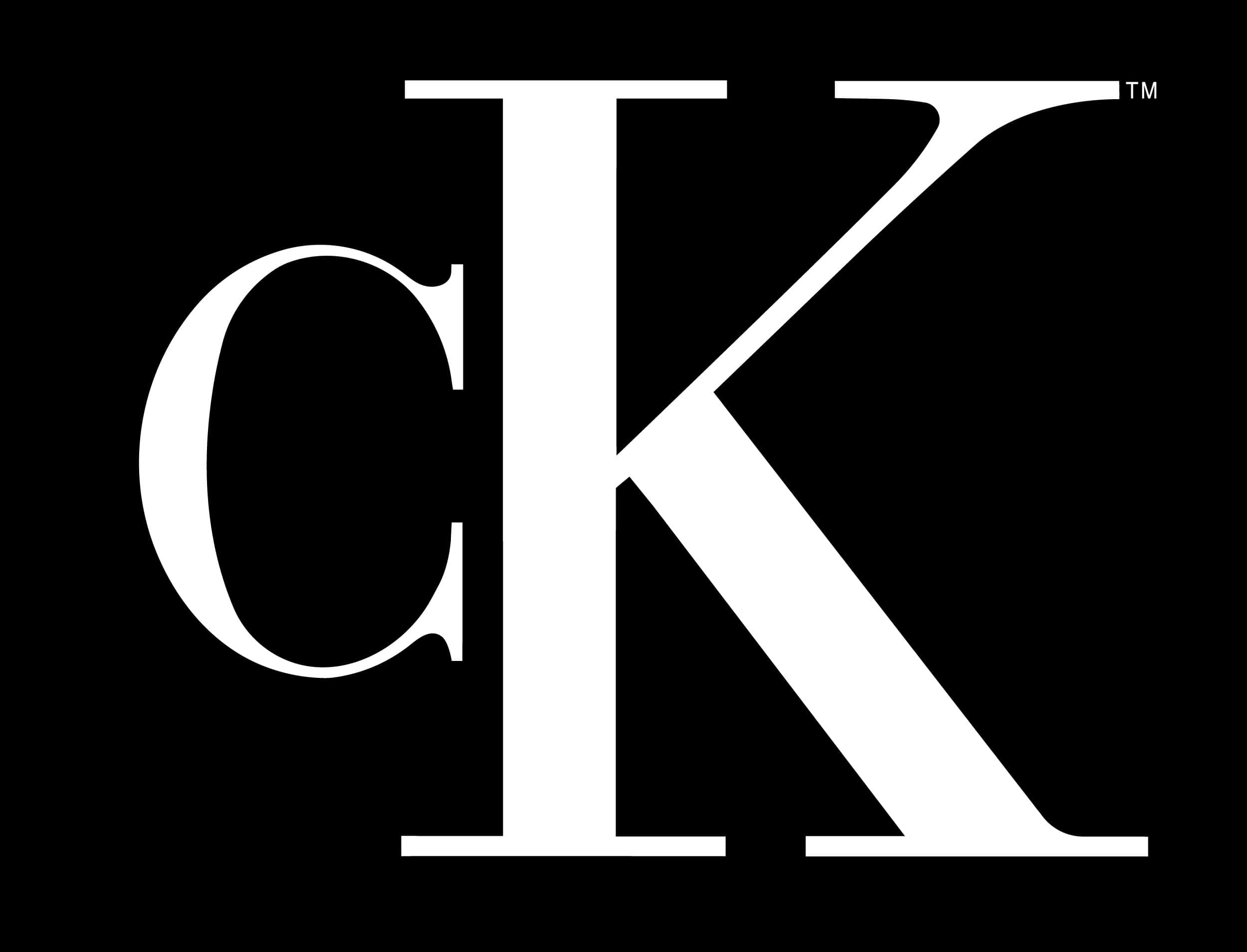 卡文克萊 桌布 壁紙 — 大膽的白色CK標誌在純黑色背景上與一個小商標符號形成鮮明對比。