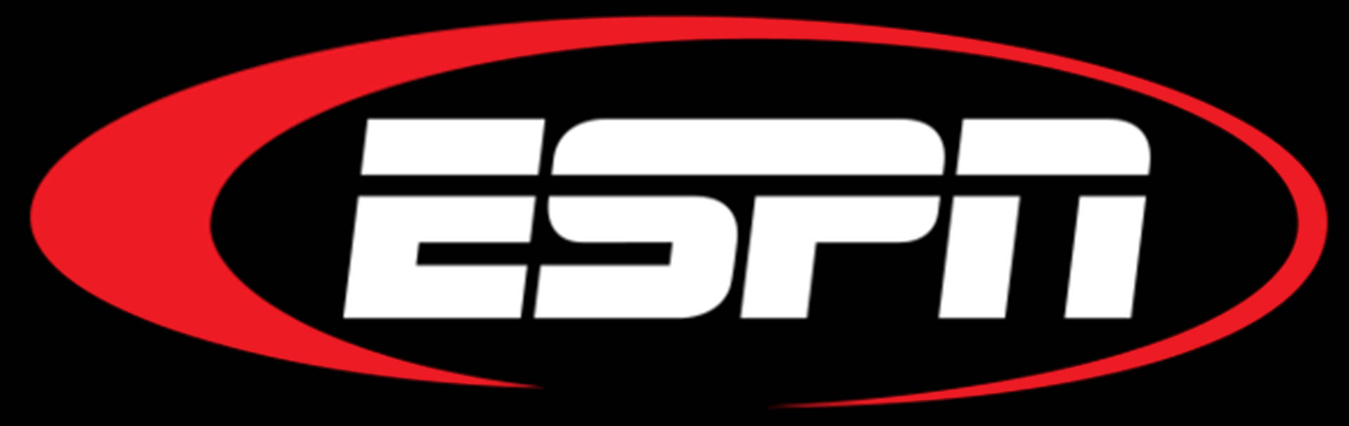 Espn 桌布 壁紙 — 大膽的白色ESPN標誌，帶有紅色弧線，黑色背景。
