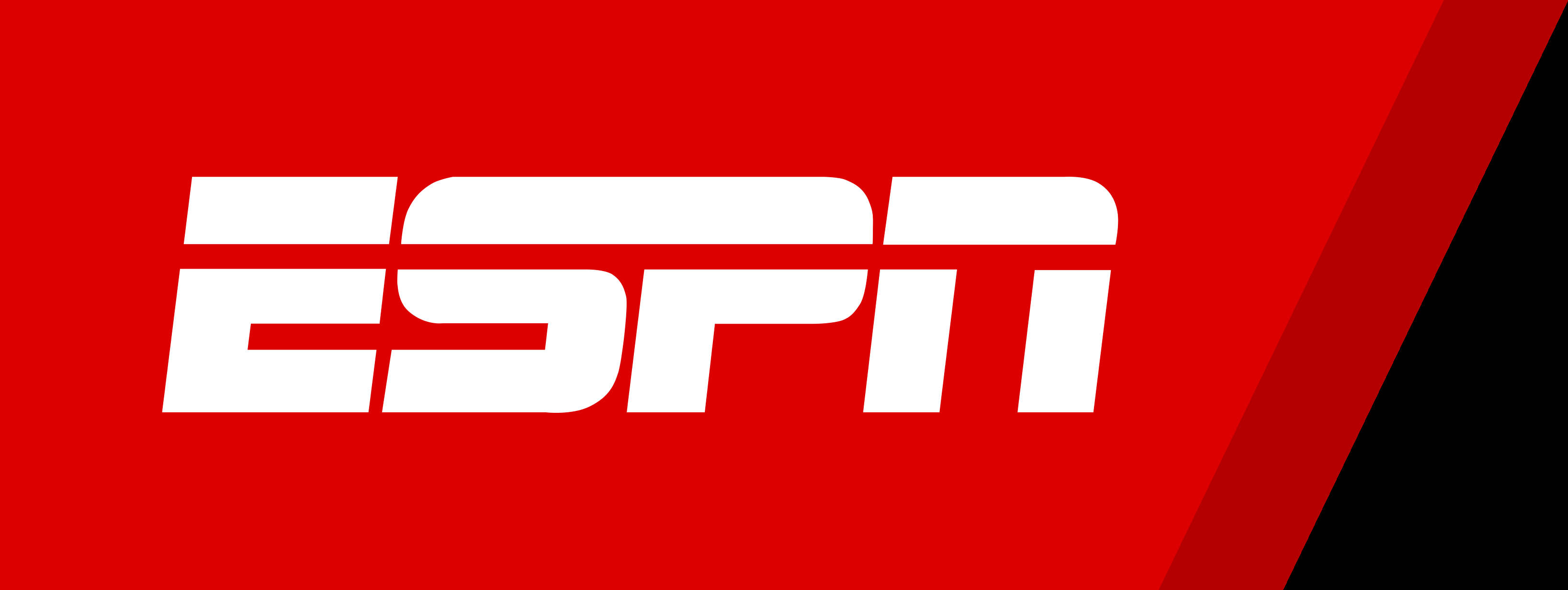 ESPN 桌布 壁紙 — 大膽的白色ESPN標誌居中於鮮紅色背景上，帶有對角黑色點綴。