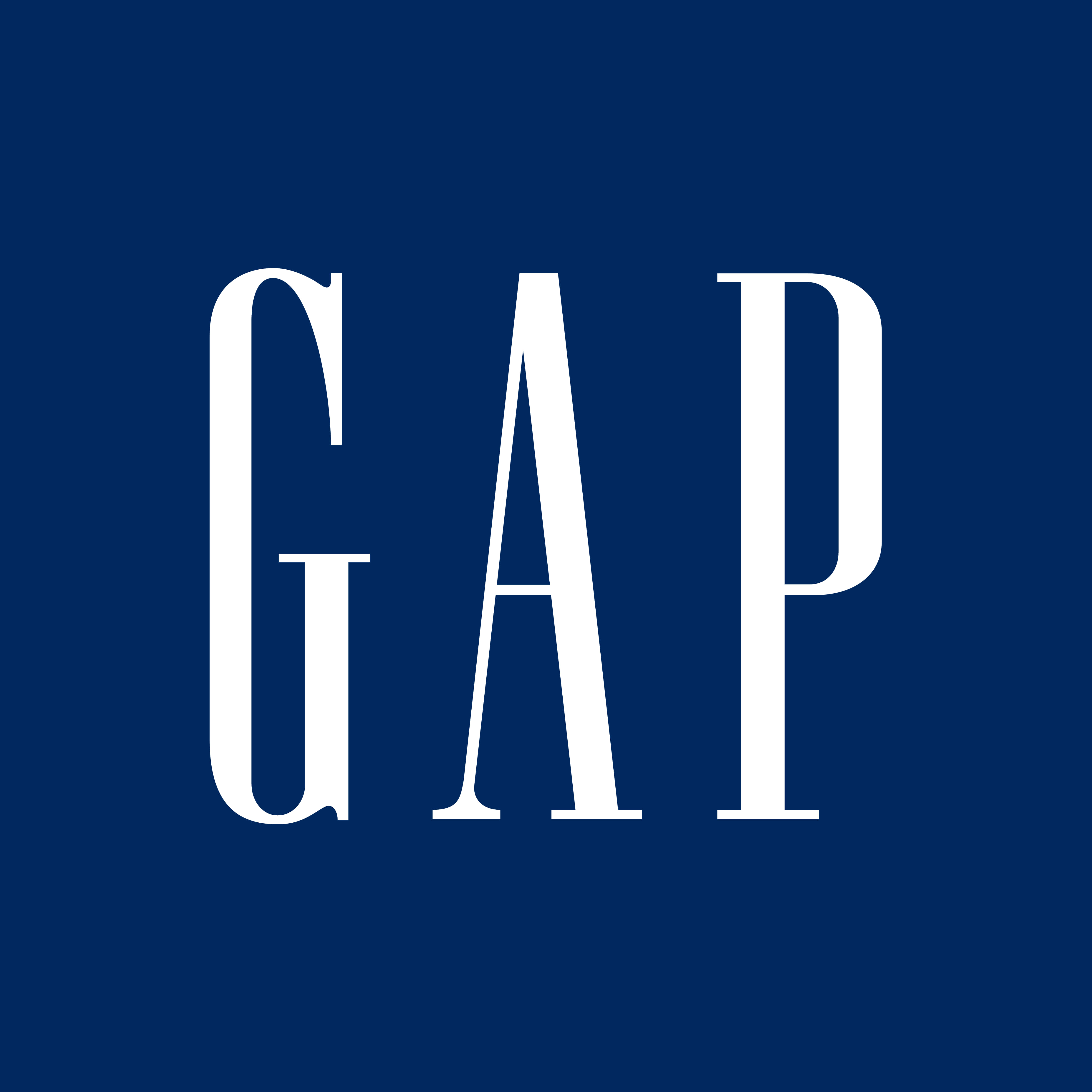Gap 桌布 壁紙 — 大膽的白色GAP標誌居中於純海軍藍背景上，搭配簡潔極簡的字體設計。