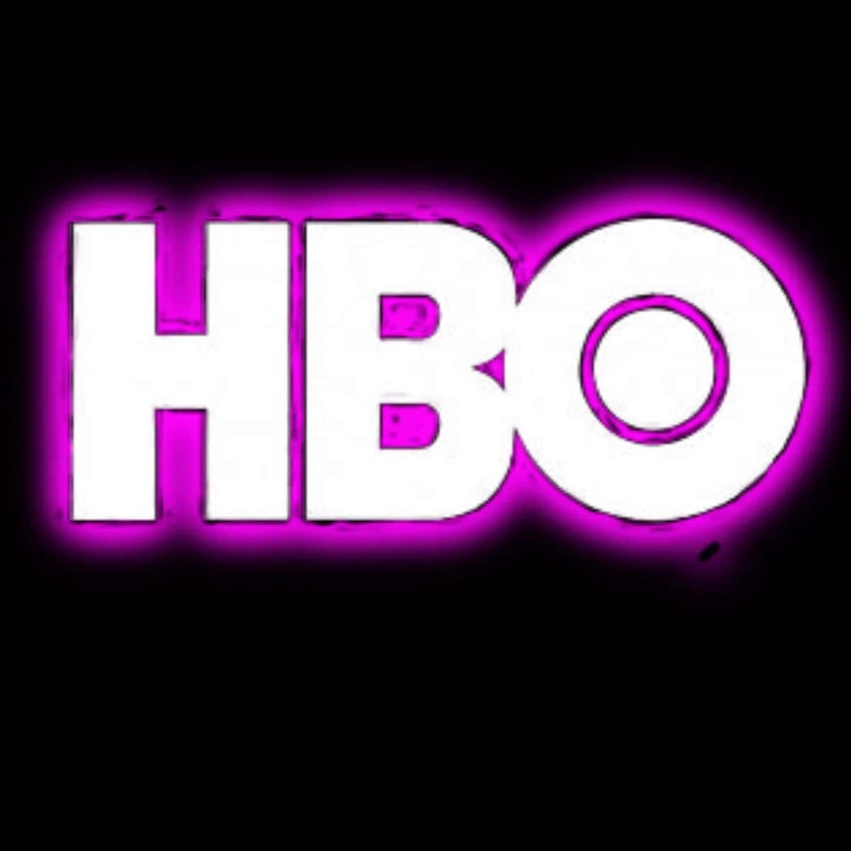 HBO 桌布 壁紙 — 大膽的白色HBO字母在純黑色背景上發出充滿活力的紫色霓虹光。