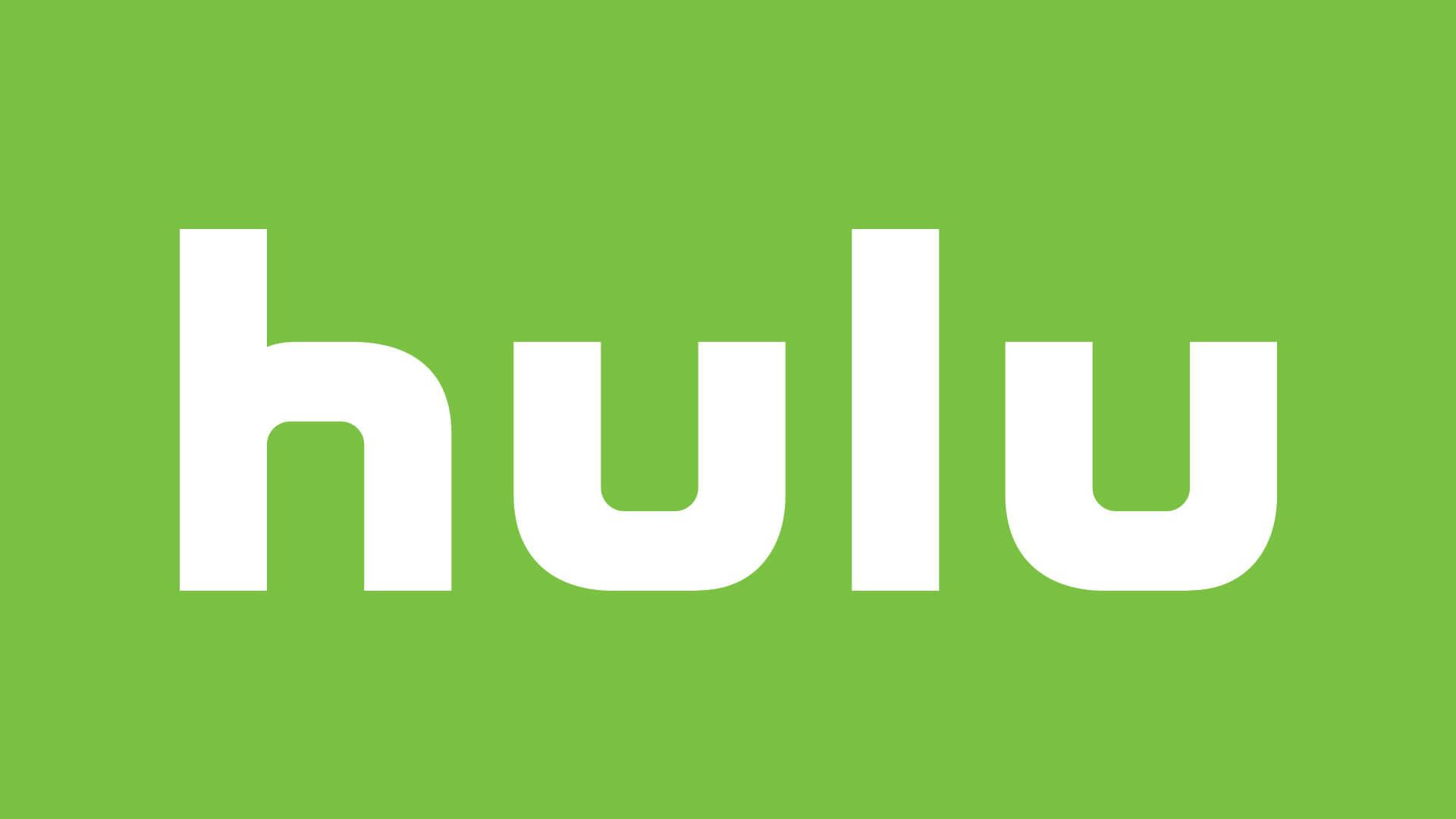 Hulu 桌布 壁紙 — 大膽的白色Hulu標誌居中在純綠色背景上。