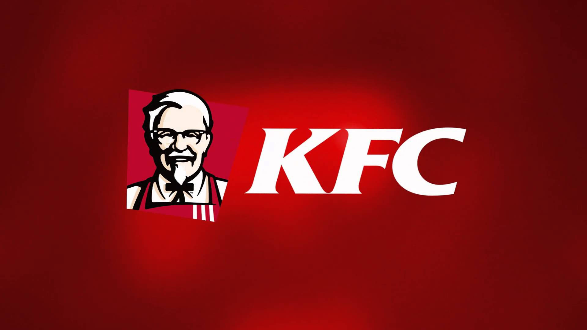 Kfc 桌布 壁紙 — 大膽的白色KFC標誌，帶有桑德斯上校肖像，背景為豐富的紅色漸變。