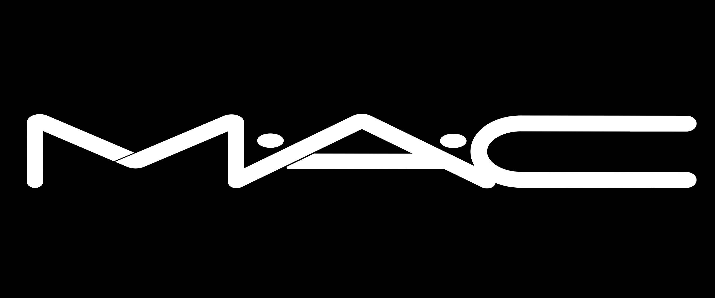 Cosmetics 桌布 壁紙 — 大膽的白色MAC標誌在純黑色背景上顯得格外突出。