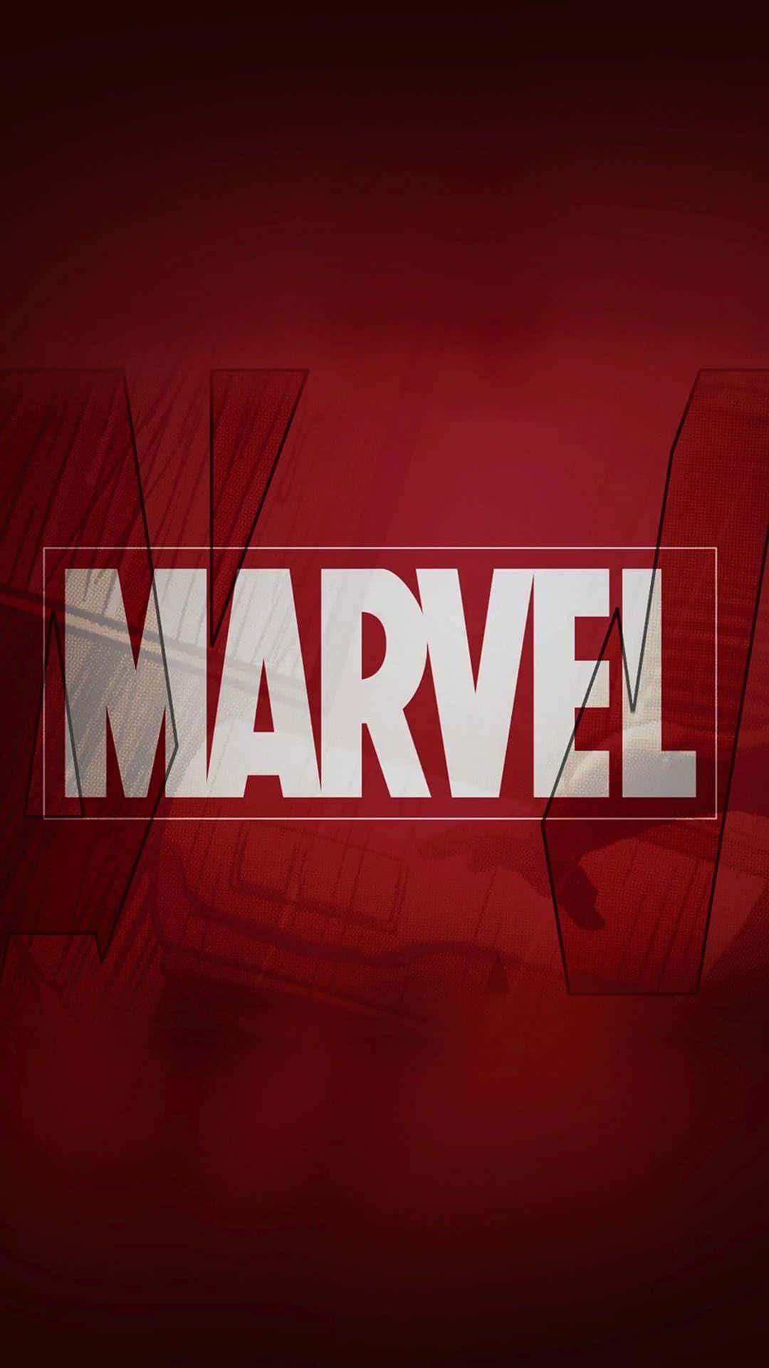 漫威 桌布 壁紙 — 大膽的白色Marvel標誌置於深紅色漸變背景中央，帶有模糊的抽象幾何線條。