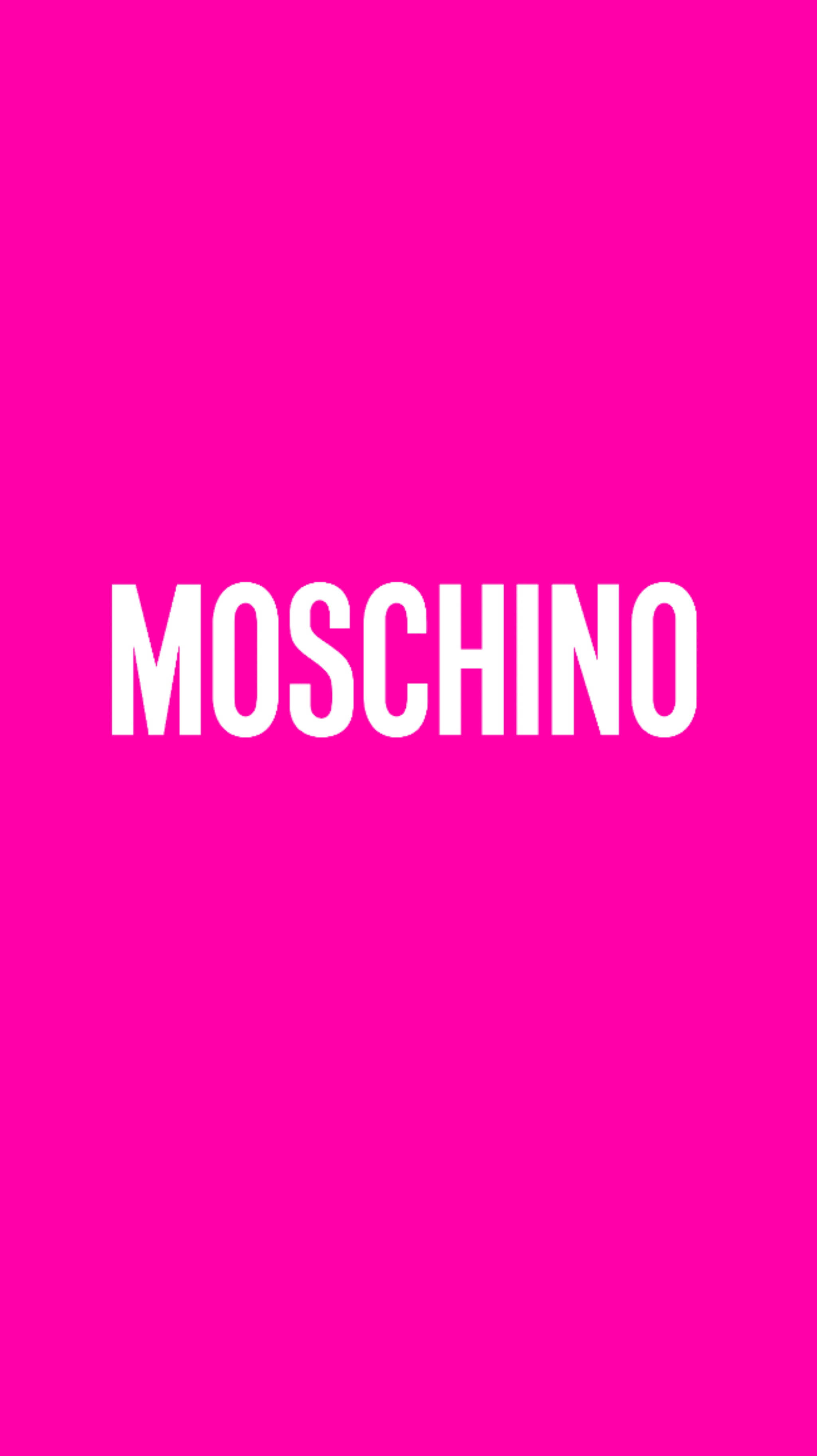 moschino 桌布 壁紙 — 大膽的白色MOSCHINO文字居中在充滿活力的熱粉紅色背景上。