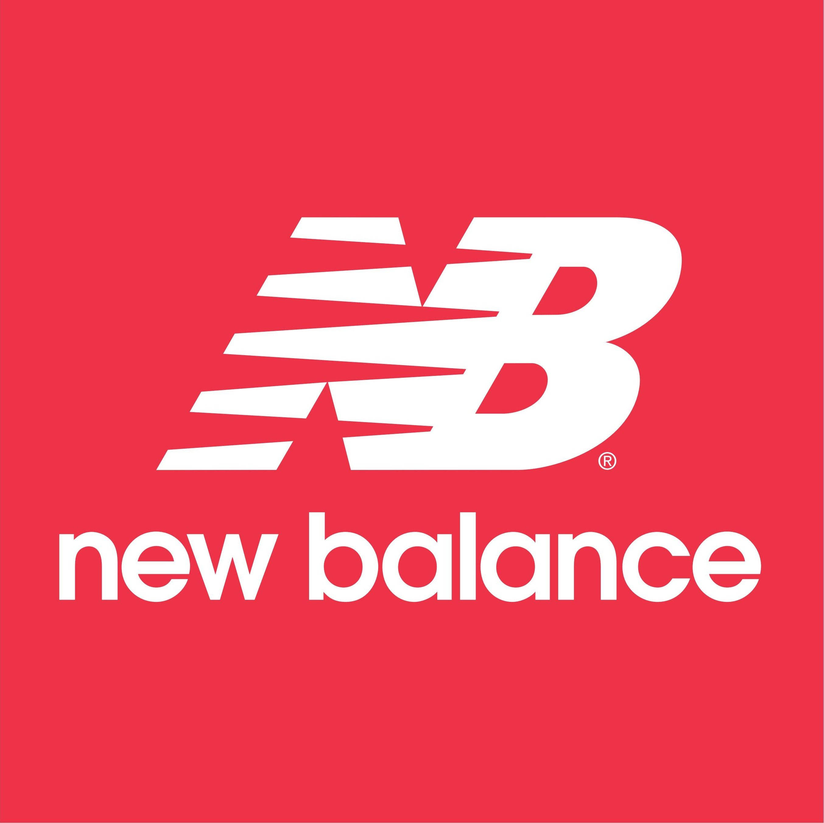 New 桌布 壁紙 — 大膽的白色New Balance標誌，帶有堆疊的「N」和「B」，在鮮豔的紅色背景上。