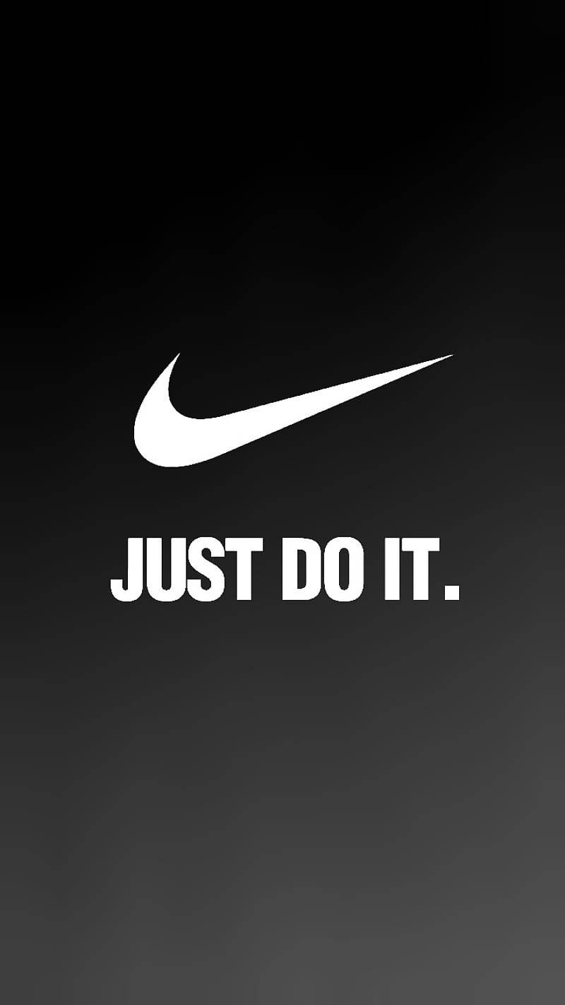 嗖嗖聲 桌布 壁紙 — 大膽的白色Nike勾勾和「JUST DO IT.」標語居中於漸變黑色背景上。