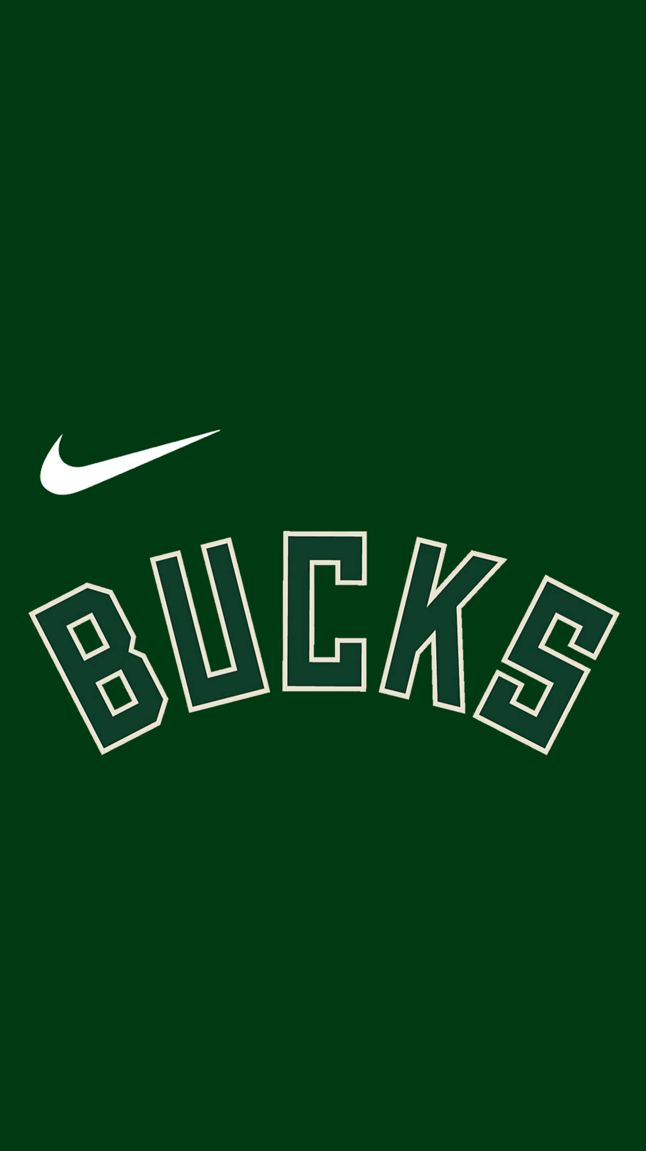 Bucks 桌布 壁紙 — 大膽的白色Nike勾勾和拱形Bucks標誌在純深綠色背景上脫穎而出。