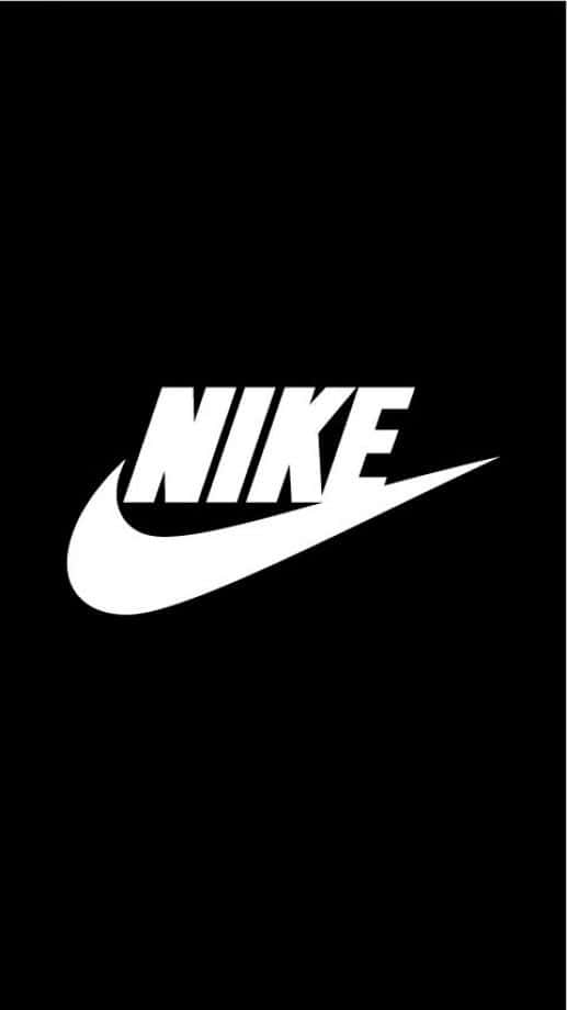 Nike 桌布 壁紙 — 大膽的白色Nike標誌，搭配勾號，居中於純黑色背景上。