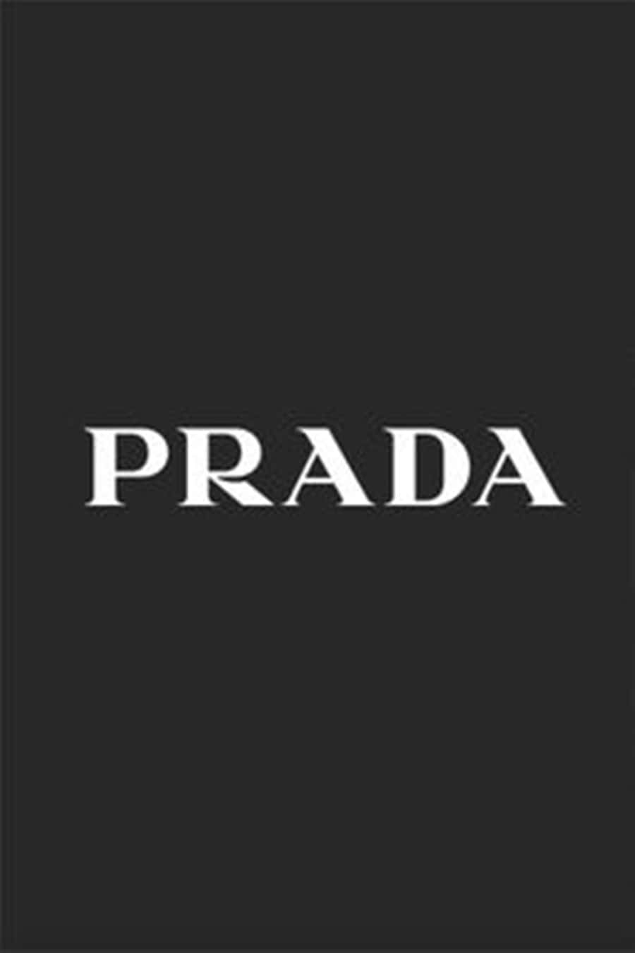 Prada 桌布 壁紙 — 大膽的白色Prada標誌居中在極簡黑色背景上，搭配乾淨的字體。