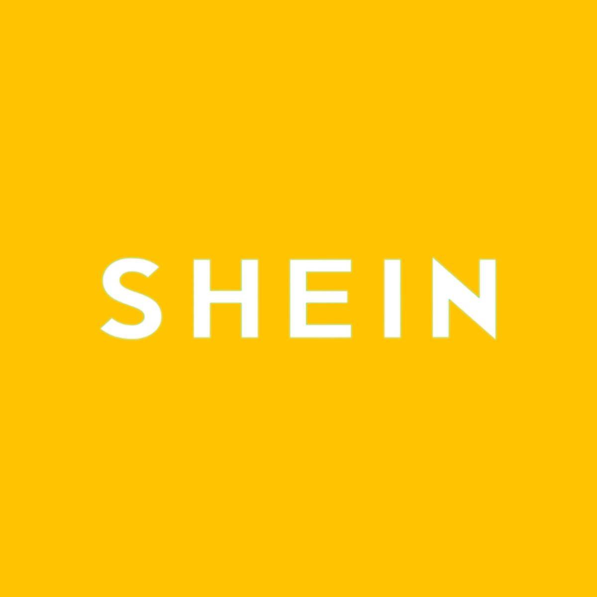 Shein 桌布 壁紙 — 大膽的白色SHEIN文字居中在純色鮮黃色背景上。