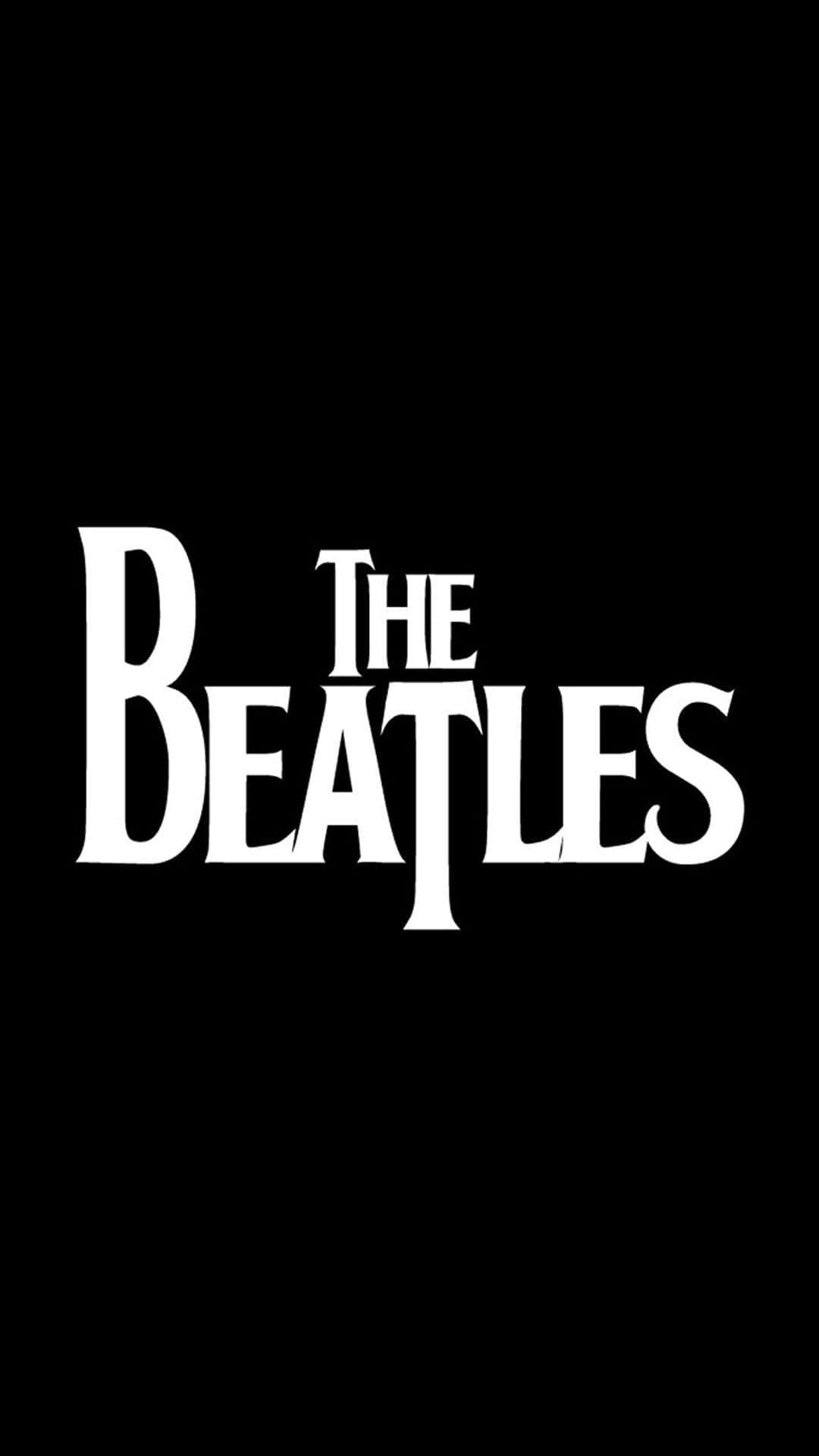 the beatles 桌布 壁紙 — 大膽的白色The Beatles標誌，以簡潔字型居中放在純黑背景上。
