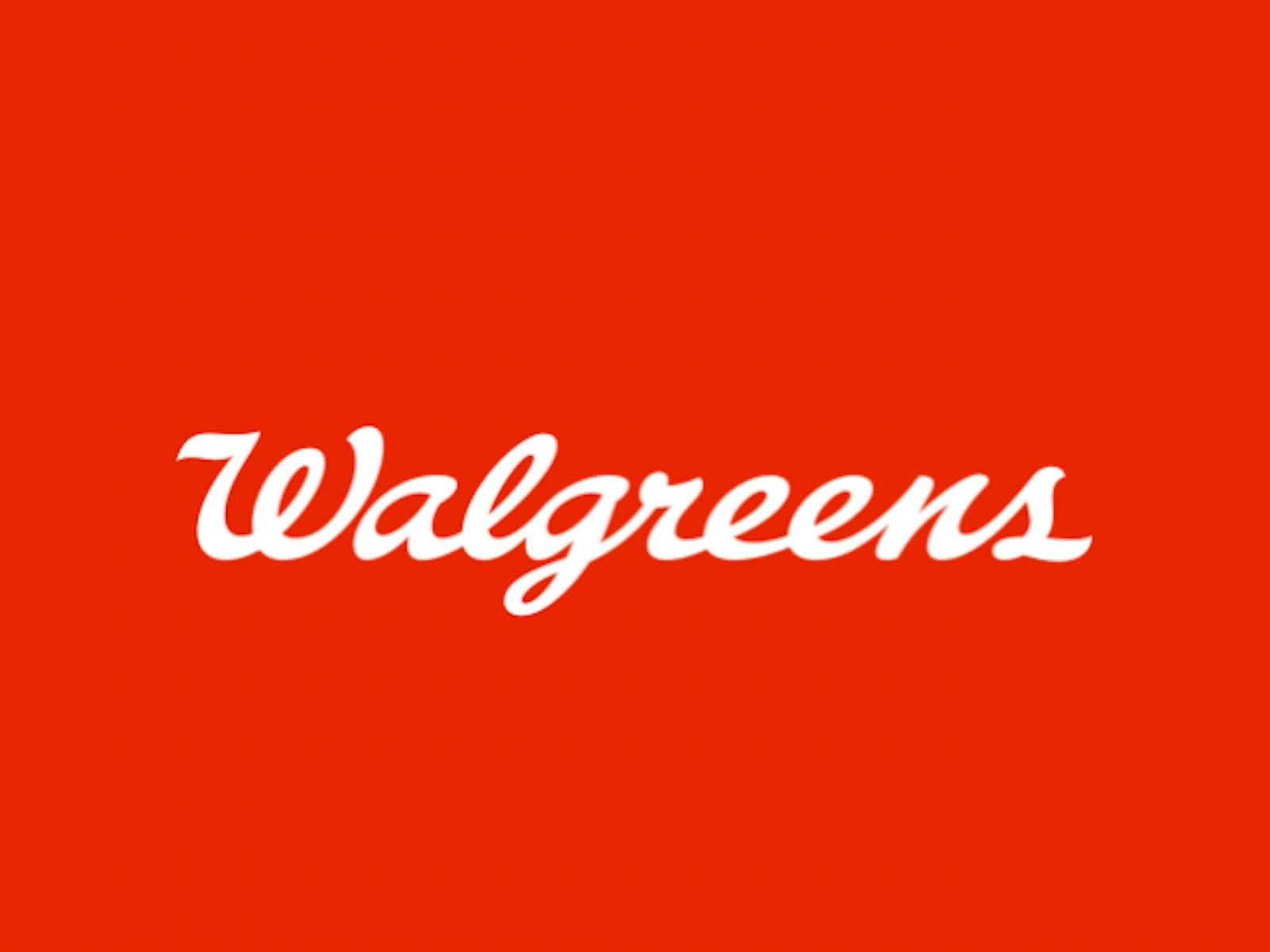 商業 桌布 壁紙 — 大膽的白色Walgreens標誌居中在純紅色背景上，設計簡潔極簡。