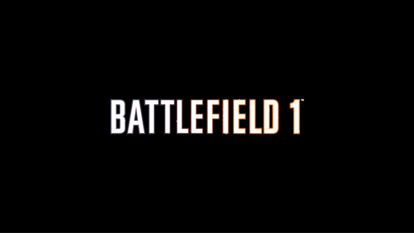 1366x768 Battlefield 1 桌布 壁紙 — 大膽的白色和橙色 Battlefield 1 標誌，居中於純黑色背景上，帶有微妙的發光效果。