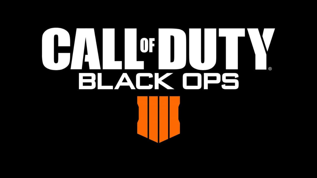 720p Call Of Duty Black Ops 4 桌布 壁紙 — 大膽的白色和橙色 Call of Duty Black Ops 標誌居中在純黑色背景上。