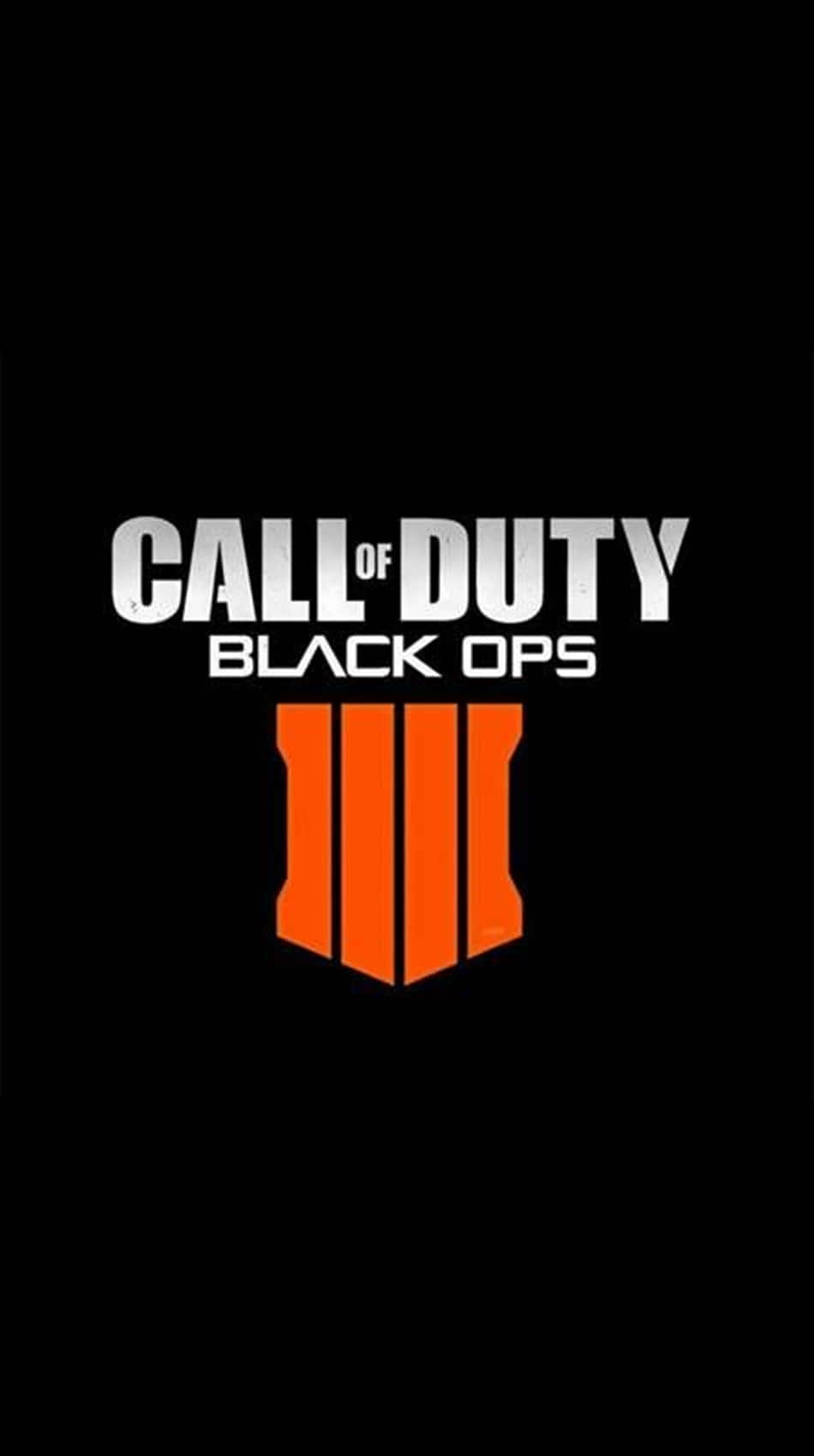 YouTube Gaming 桌布 壁紙 — 大膽的白色和橙色 Call of Duty Black Ops 4 標誌，居中在純黑色背景上。
