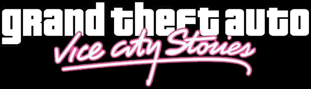 Gta Logo 桌布 壁紙 — 大膽的白色和粉紅色「Grand Theft Auto Vice City Stories」標誌在 stark 黑色背景上發光。