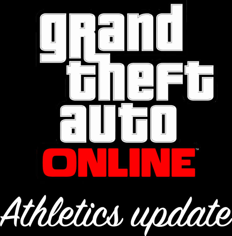 Gta Logo 桌布 壁紙 — 大膽的白色和紅色文字在純黑色背景上宣佈 Grand Theft Auto Online Athletics 更新。