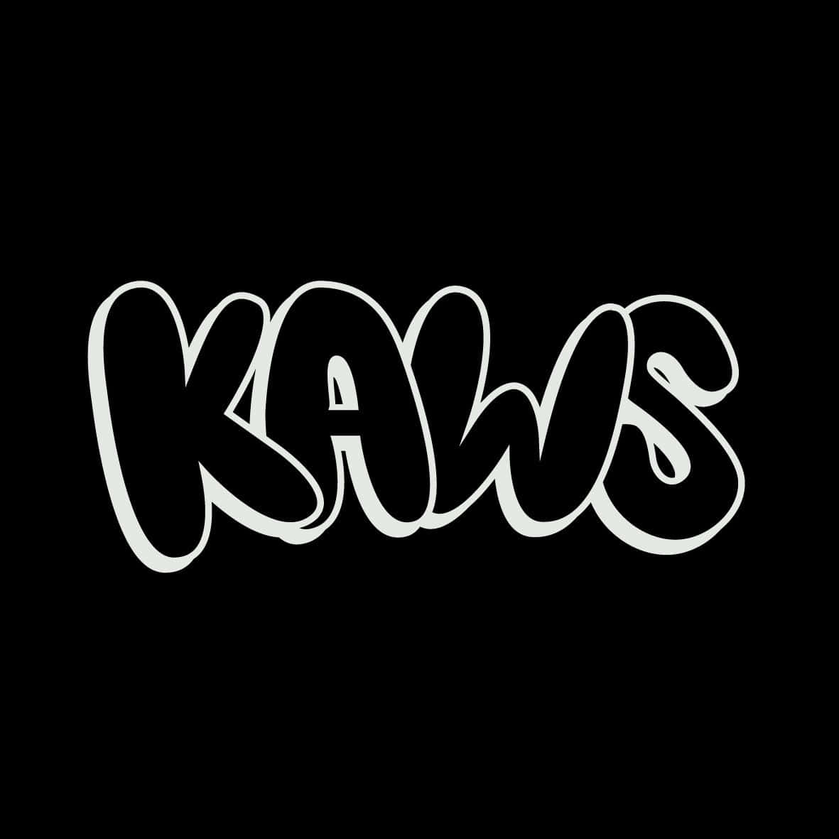 Kaws Artwork 桌布 壁紙 — 大膽的白色塗鴉風格KAWS標誌，居中在純黑色背景上。
