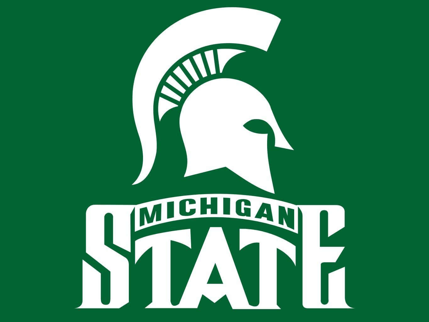 Team 桌布 壁紙 — 大膽的白色斯巴達頭盔標誌和 'MICHIGAN STATE' 文字在純綠色背景上。