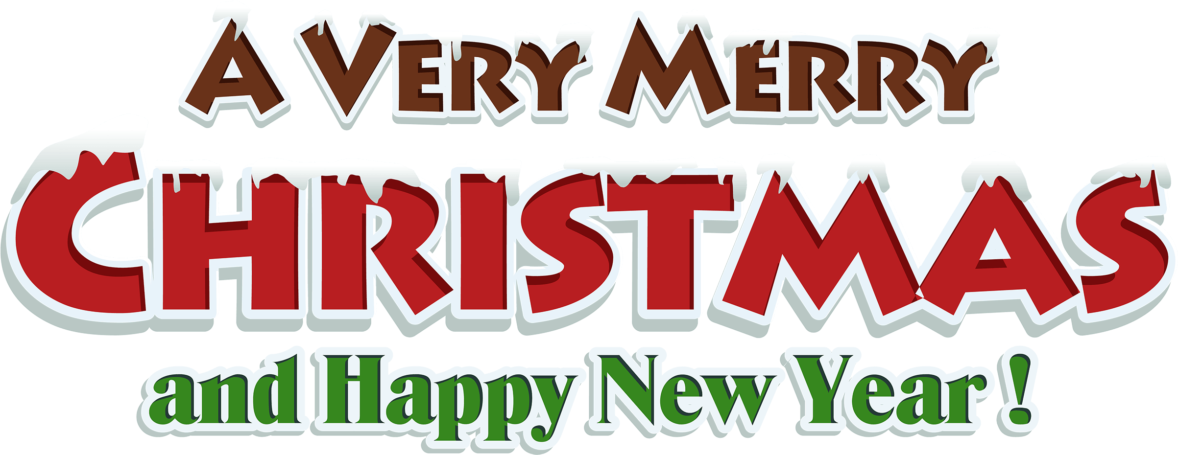 merry christmas and happy new year 桌布 壁紙 — 大膽的節日文字寫著「A Very Merry Christmas and Happy New Year!」，黑色背景上帶有雪花的字母。