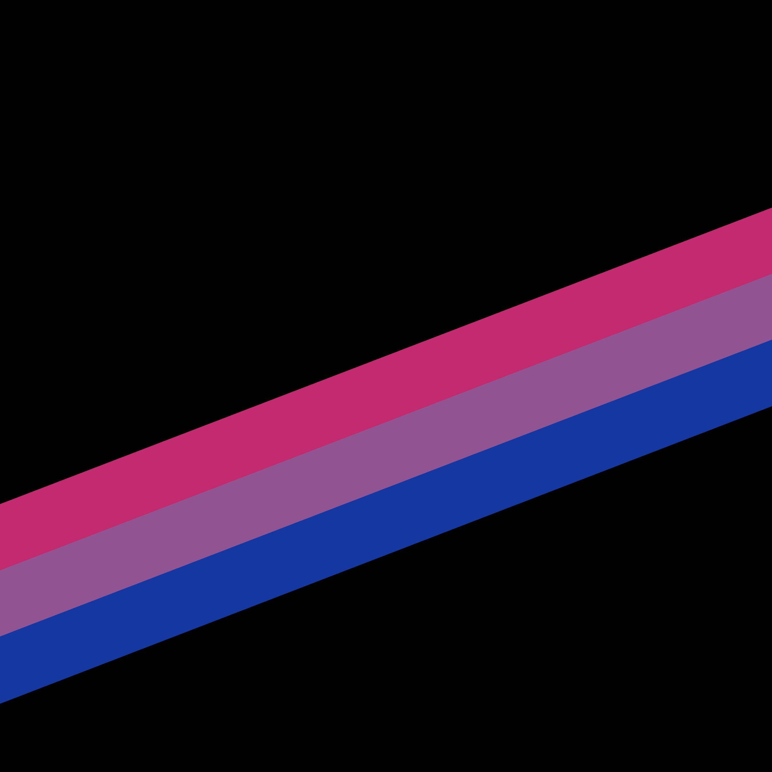 Bisexual Flag 桌布 壁紙 — 大膽的粉紅色、紫色和藍色對角線條紋在極簡主義圖形設計中劃過純黑色背景。