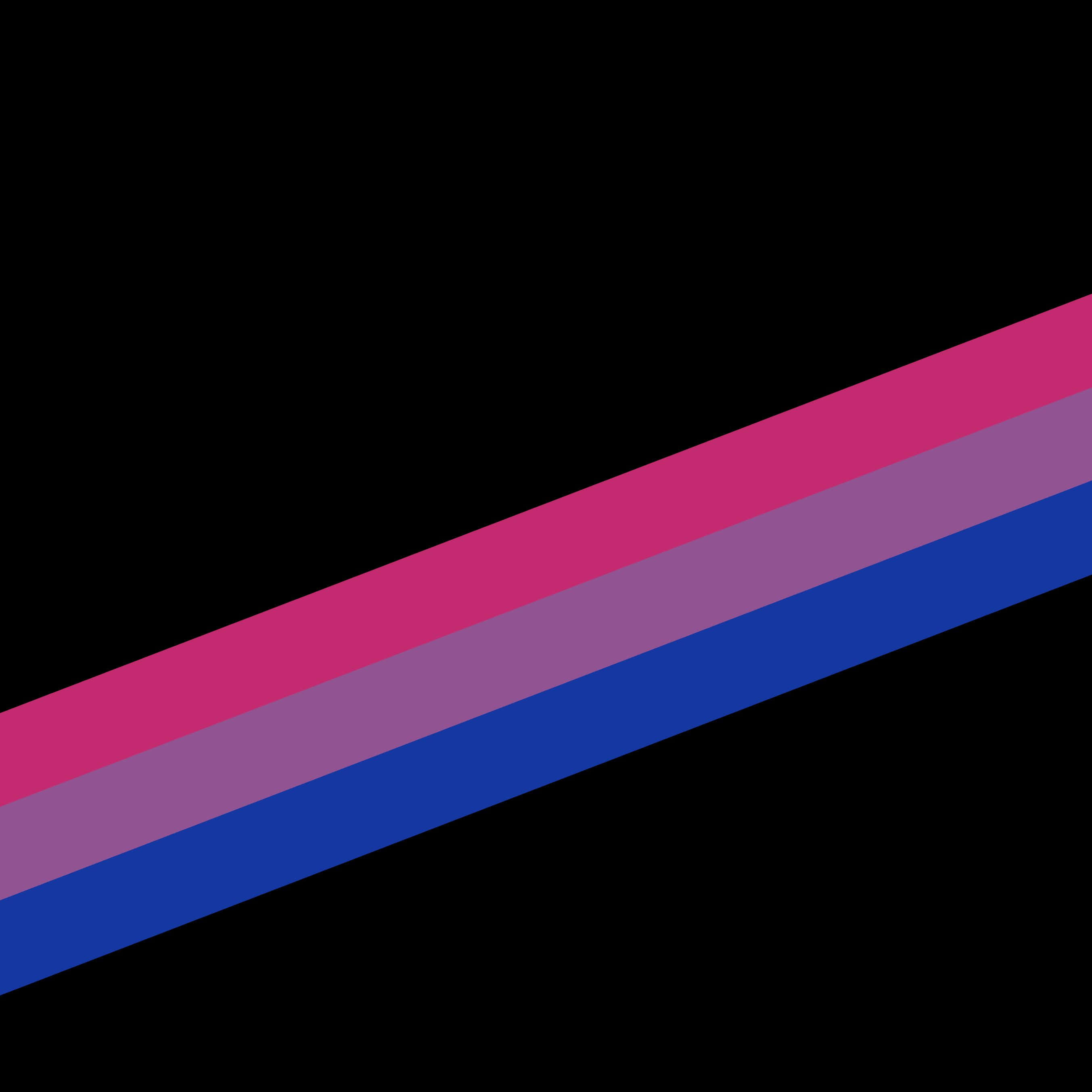 Bi Flag 桌布 壁紙 — 大膽的粉紅色、紫色和藍色對角線條紋在極簡圖形設計中劃過鮮明的黑色背景。
