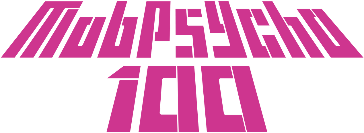 text 桌布 壁紙 — 大膽的粉紅色3D風格Mob Psycho 100標誌在純黑背景上以銳利的幾何邊緣脫穎而出。
