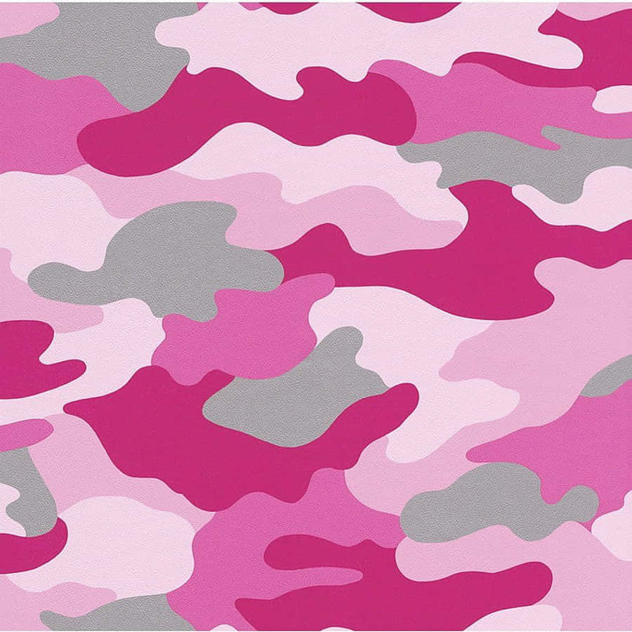 Pink Camo 桌布 壁紙 — 大膽的粉紅色和灰色迷彩圖案，帶有柔和漸變和紋理織物外觀。