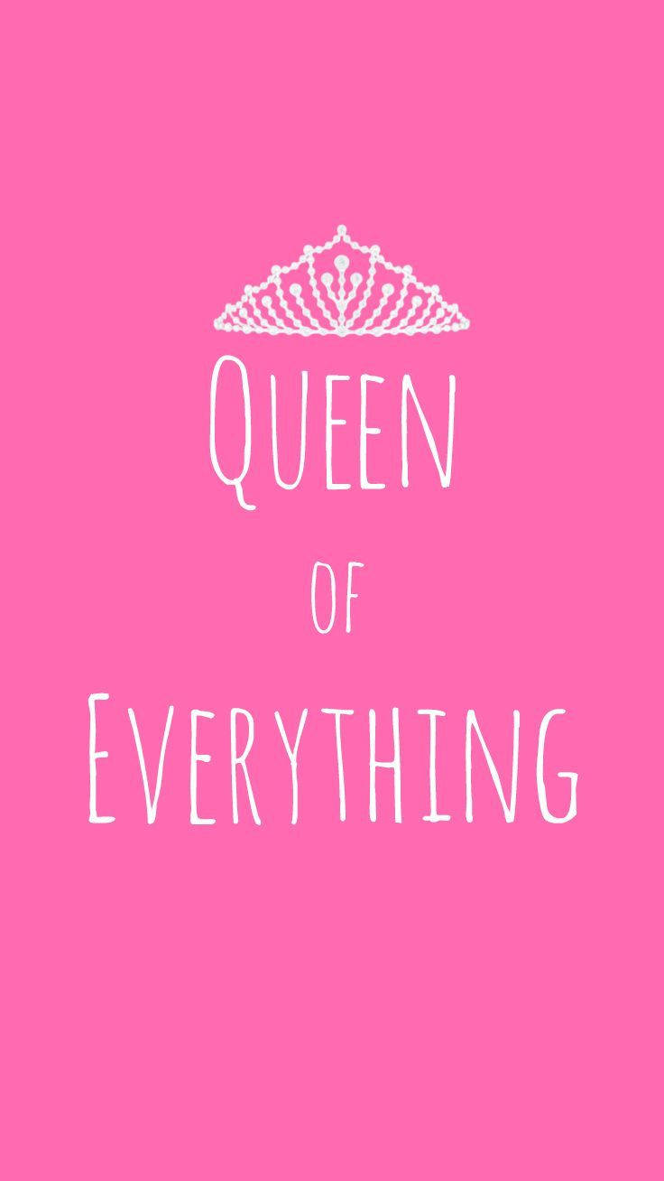 粉紅色背景，白色文字寫著 Queen of Everything，上面有皇冠。 — 少女風 GIF 壁紙