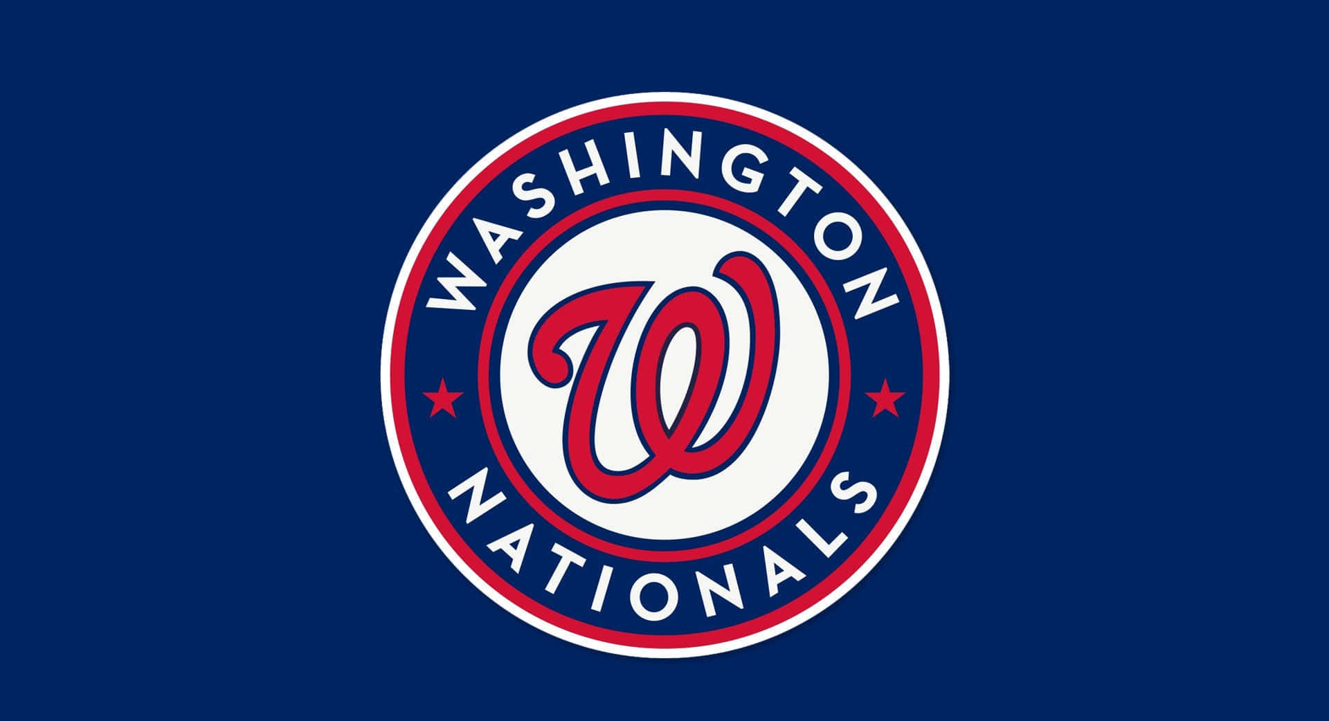 MLB Teams 桌布 壁紙 — 大膽的紅、白、藍華盛頓國民隊標誌置於純海軍藍背景中央。