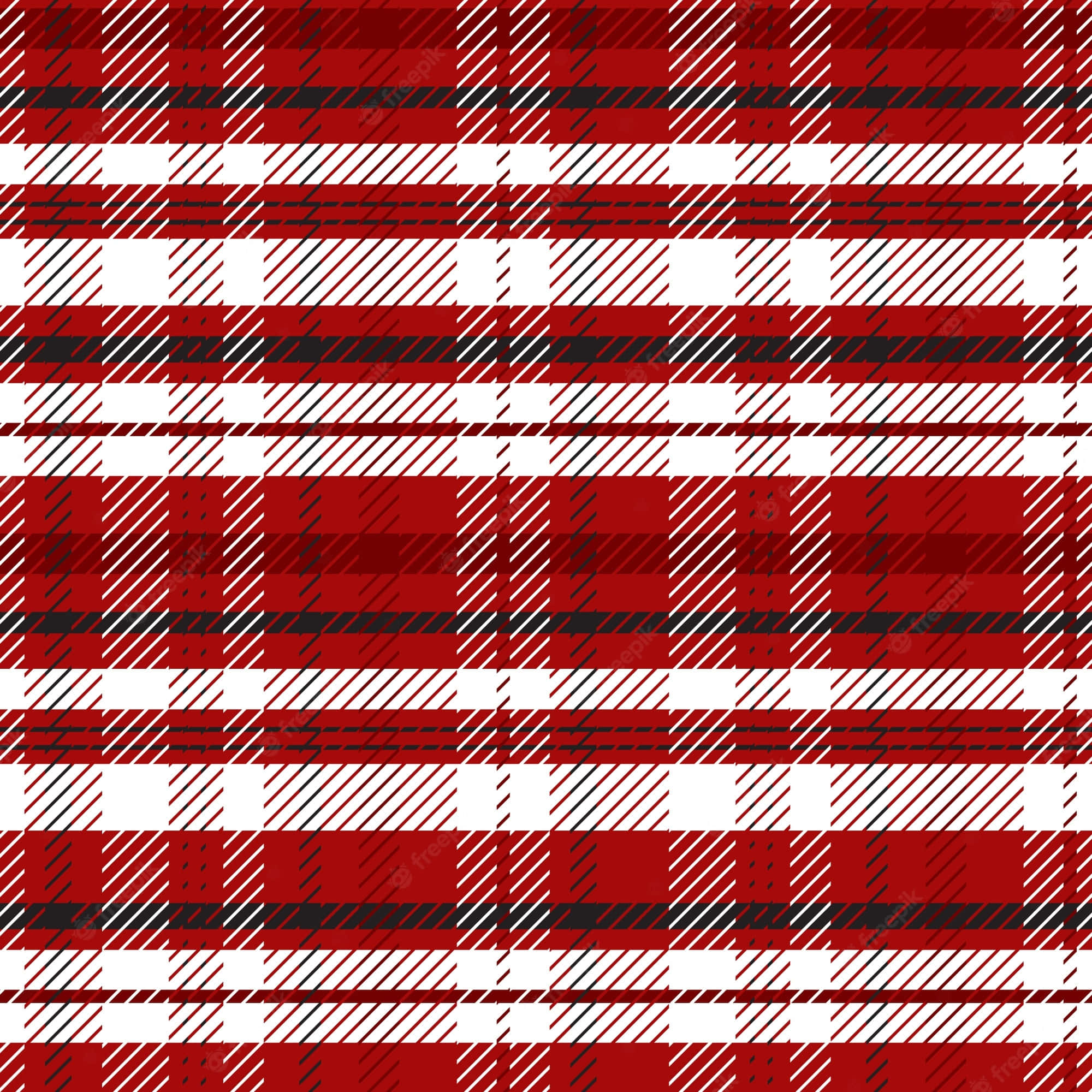 Black And Red Plaid 桌布 壁紙 — 大膽的紅、白、黑格子圖案，帶有對角線條和手繪質感。