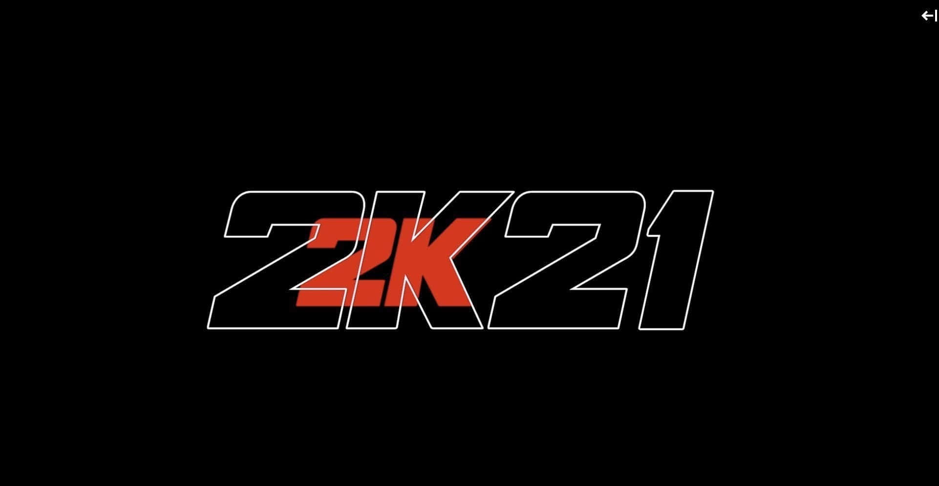 NBA 2k21 桌布 壁紙 — 大膽的紅白 2K21 標誌居中於簡潔的黑色背景上，搭配銳利的幾何造型。