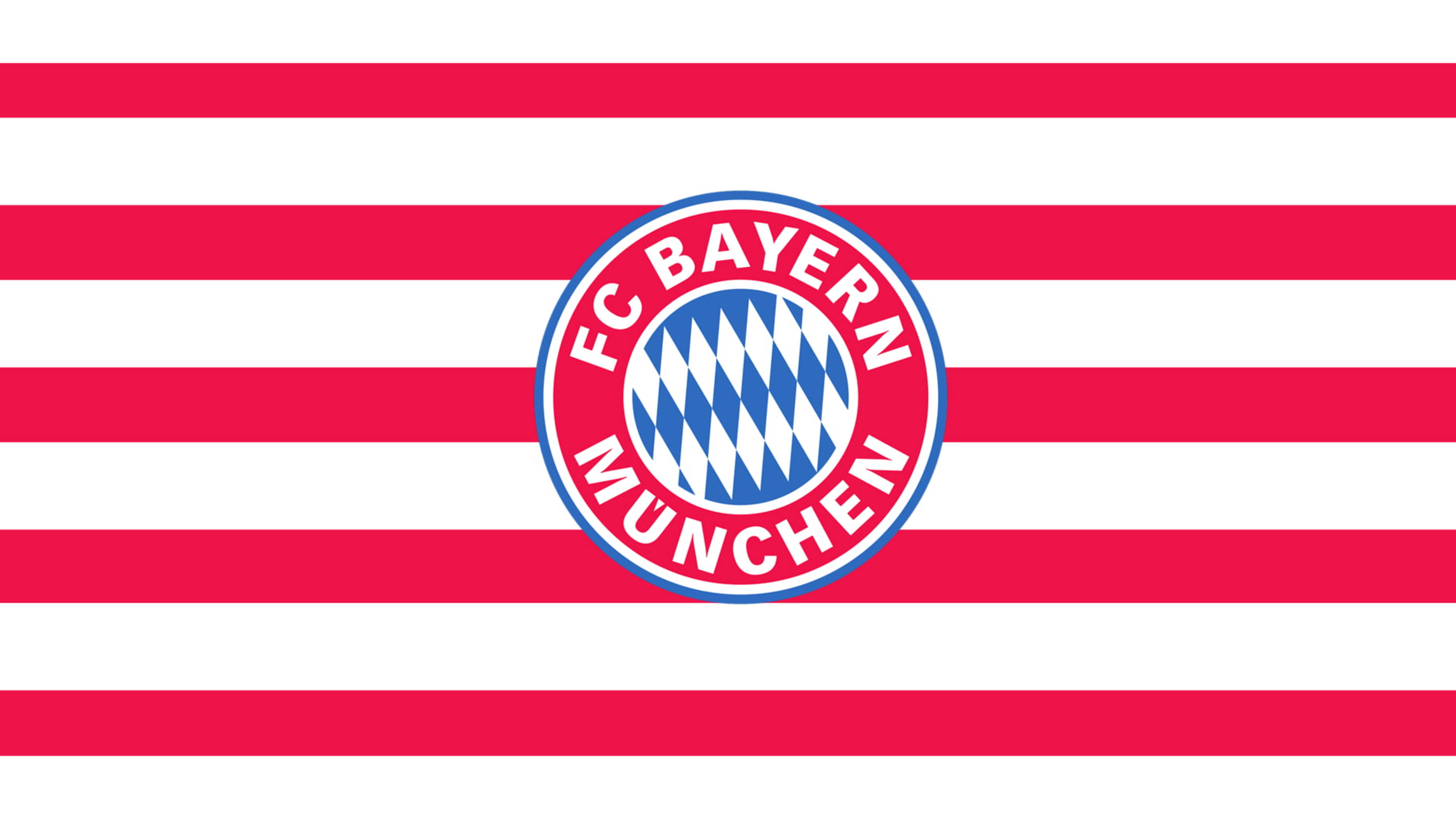 Bayern 桌布 壁紙 — 大膽的紅白橫條紋，中央突出顯示拜仁慕尼黑會徽。