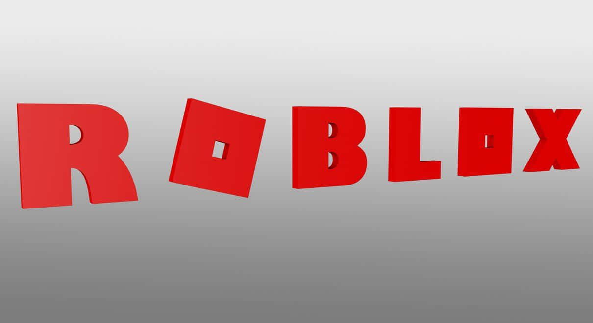 Roblox 桌布 壁紙 — 大膽的紅色 Roblox 標誌字母在帶有柔和陰影的平滑灰色漸變背景上浮動。