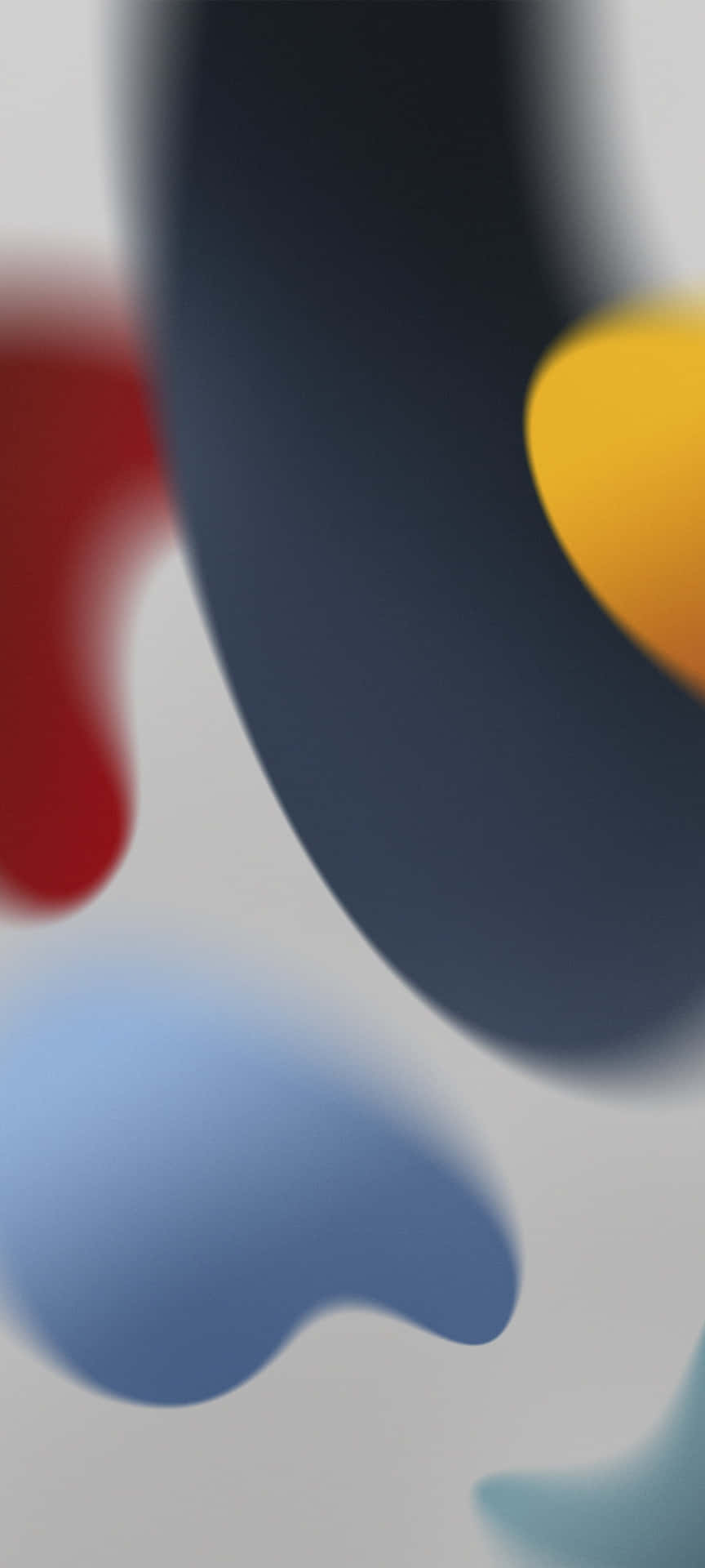 紅色、藍色、黃色和灰色的模糊抽象形狀，淺色背景 — iOS 14 GIF 壁紙