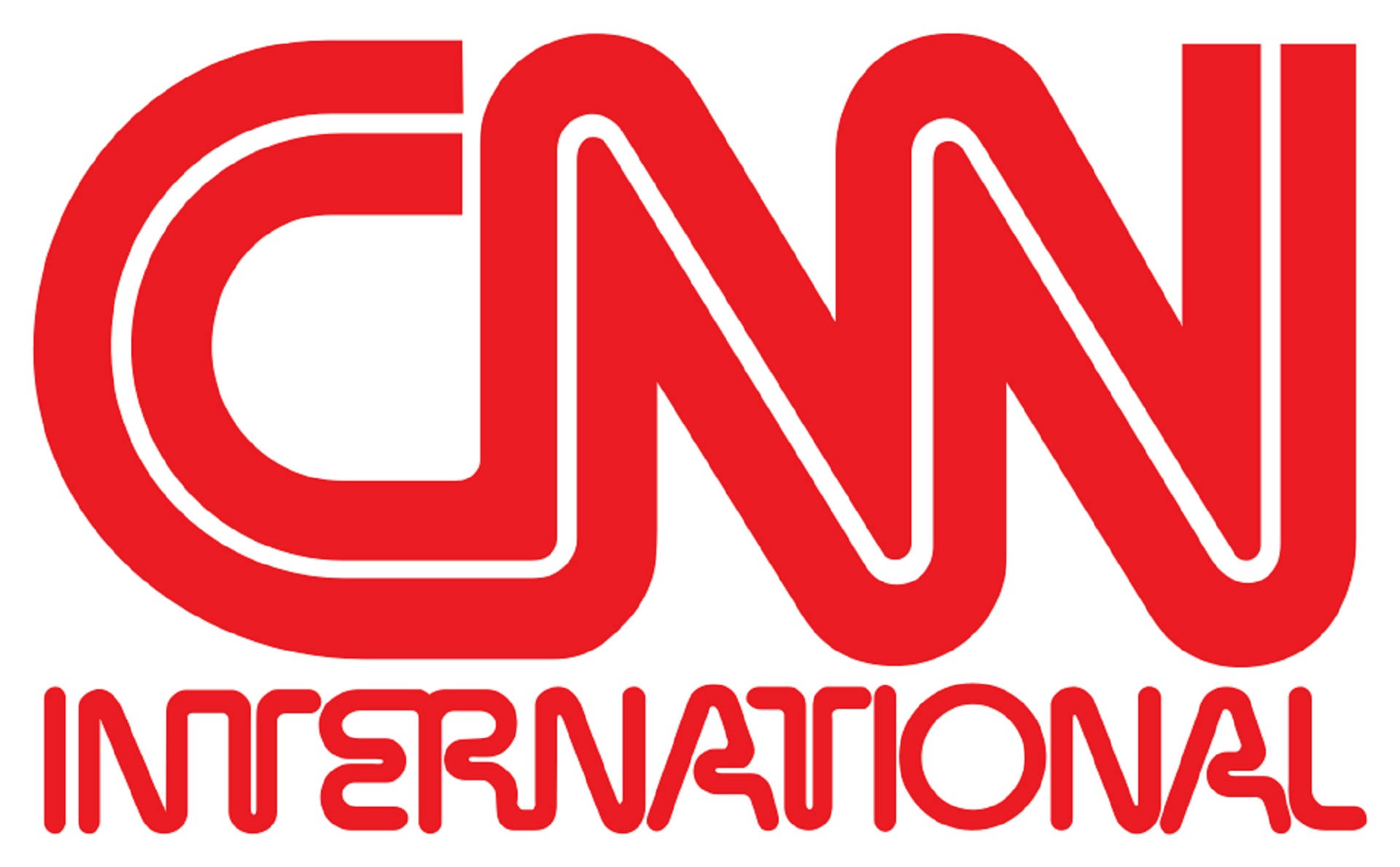 Cnn 桌布 壁紙 — 大膽的紅色CNN International標誌，帶有白色輪廓，在乾淨的白色背景上。