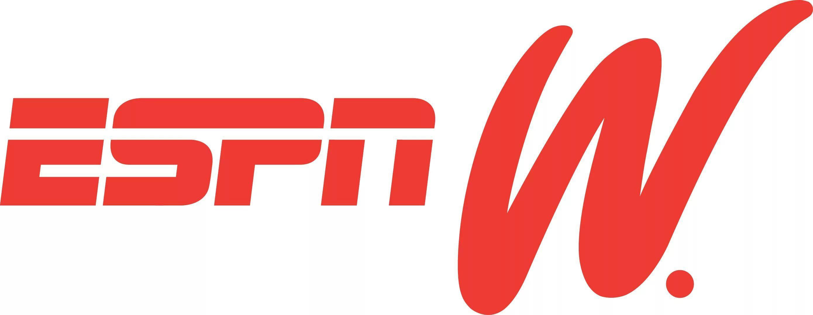 Espn 桌布 壁紙 — 大膽的紅色ESPN W標誌，帶有風格化字體，置於潔白背景上。
