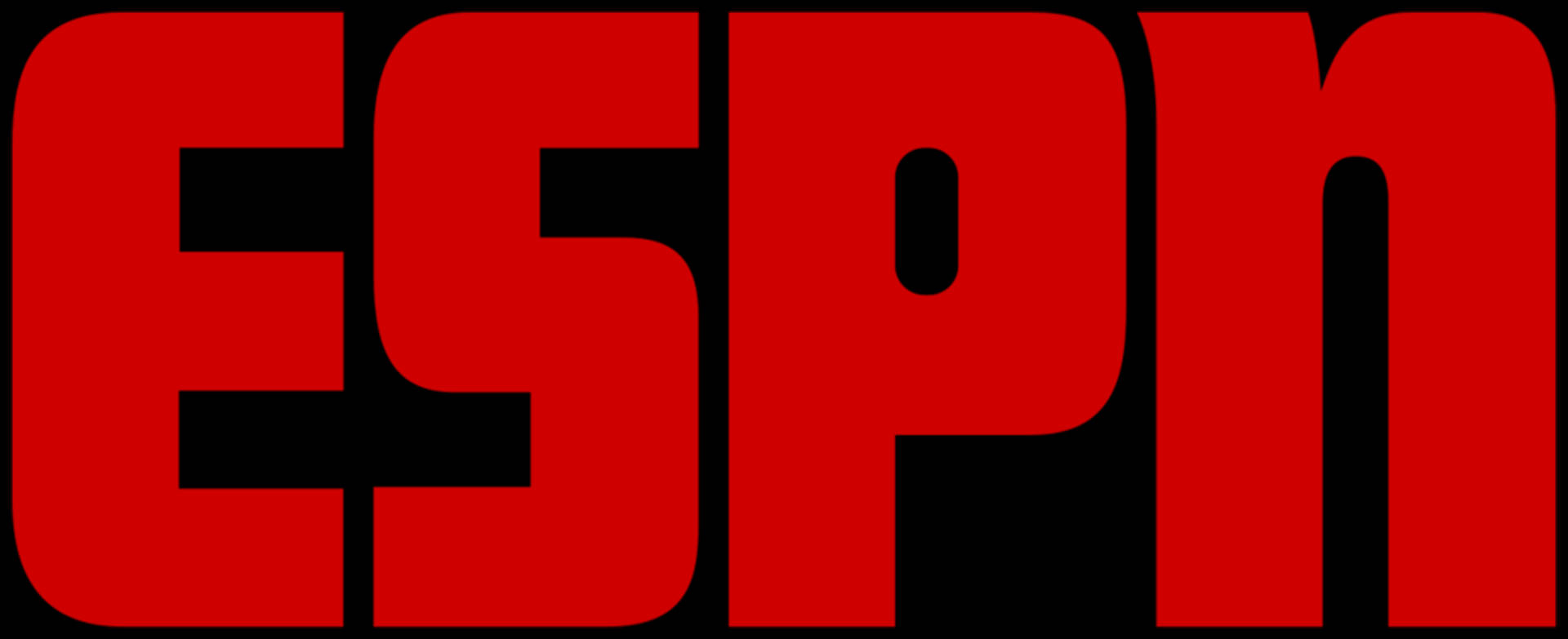 ESPN 桌布 壁紙 — 大膽的紅色ESPN標誌，黑色背景上帶有黑色負空間字母。