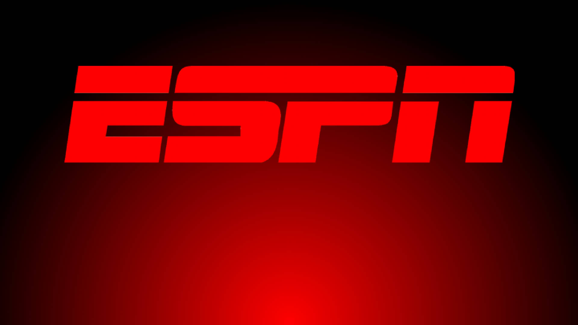 ESPN 桌布 壁紙 — 大膽的紅色ESPN標誌在由黑到紅的漸變背景上發光，帶有柔和的光暈。
