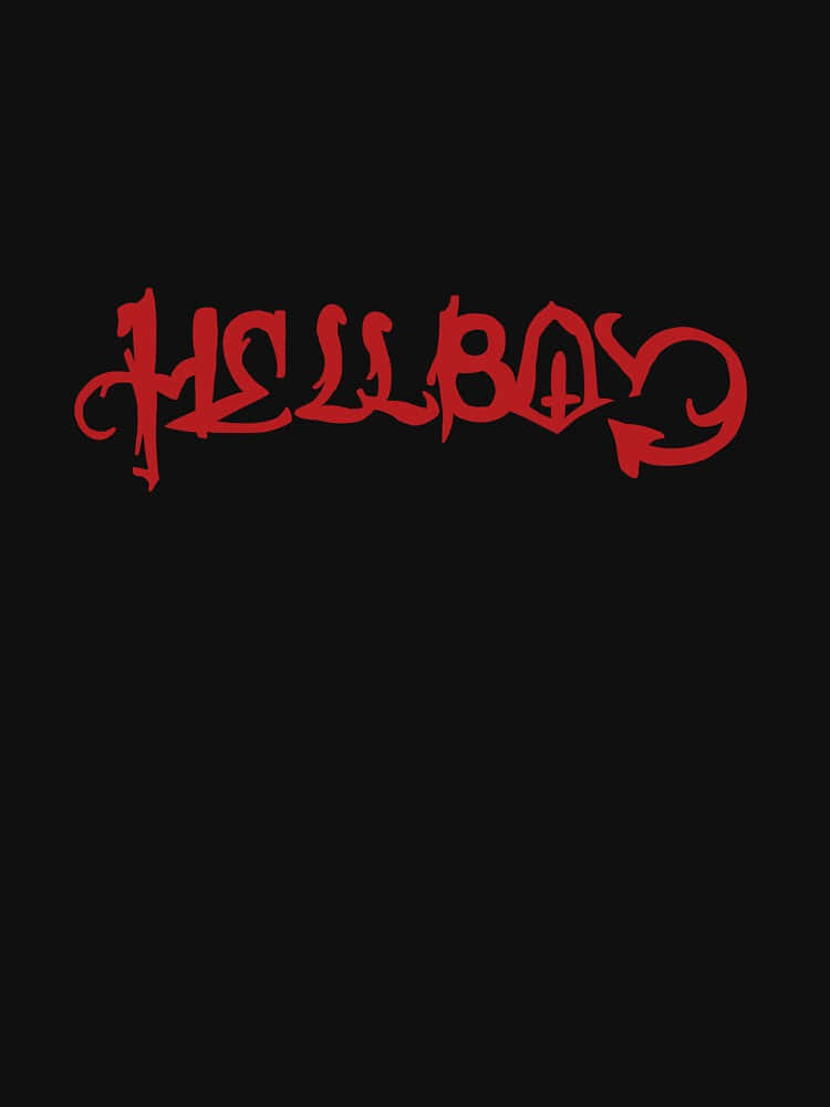 lil peep 動態圖 桌布 壁紙 — 大膽的紅色Hellboy標誌，採用風格化字體，居中於純黑色背景上。