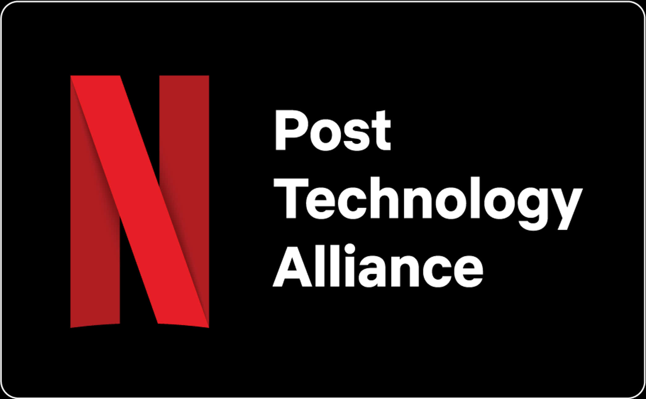 Netflix 桌布 壁紙 — 大膽的紅色Netflix標誌，白色文字寫著Post Technology Alliance，背景為黑色。