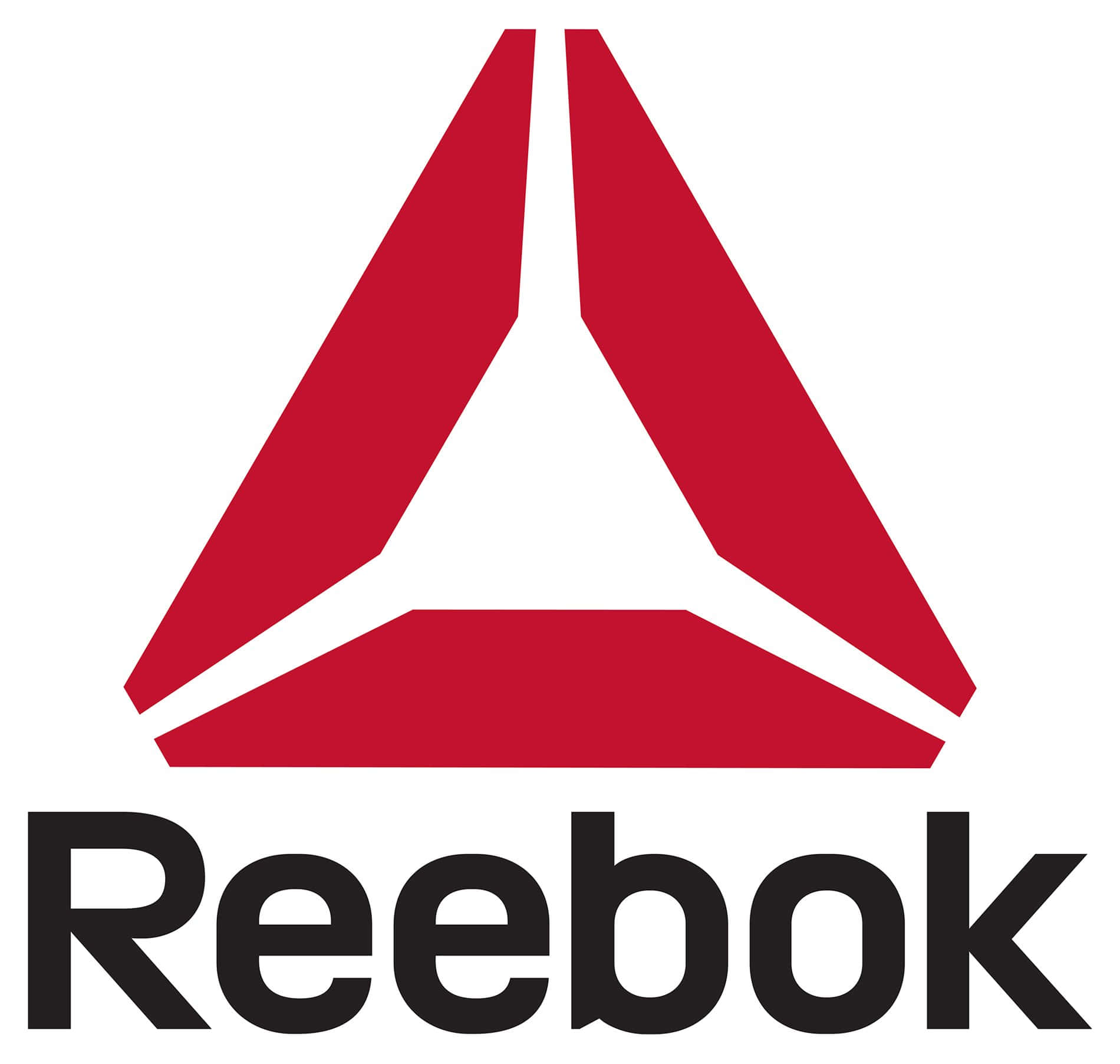 Reebok 桌布 壁紙 — 大膽的紅色Reebok標誌，黑色文字，純白背景。