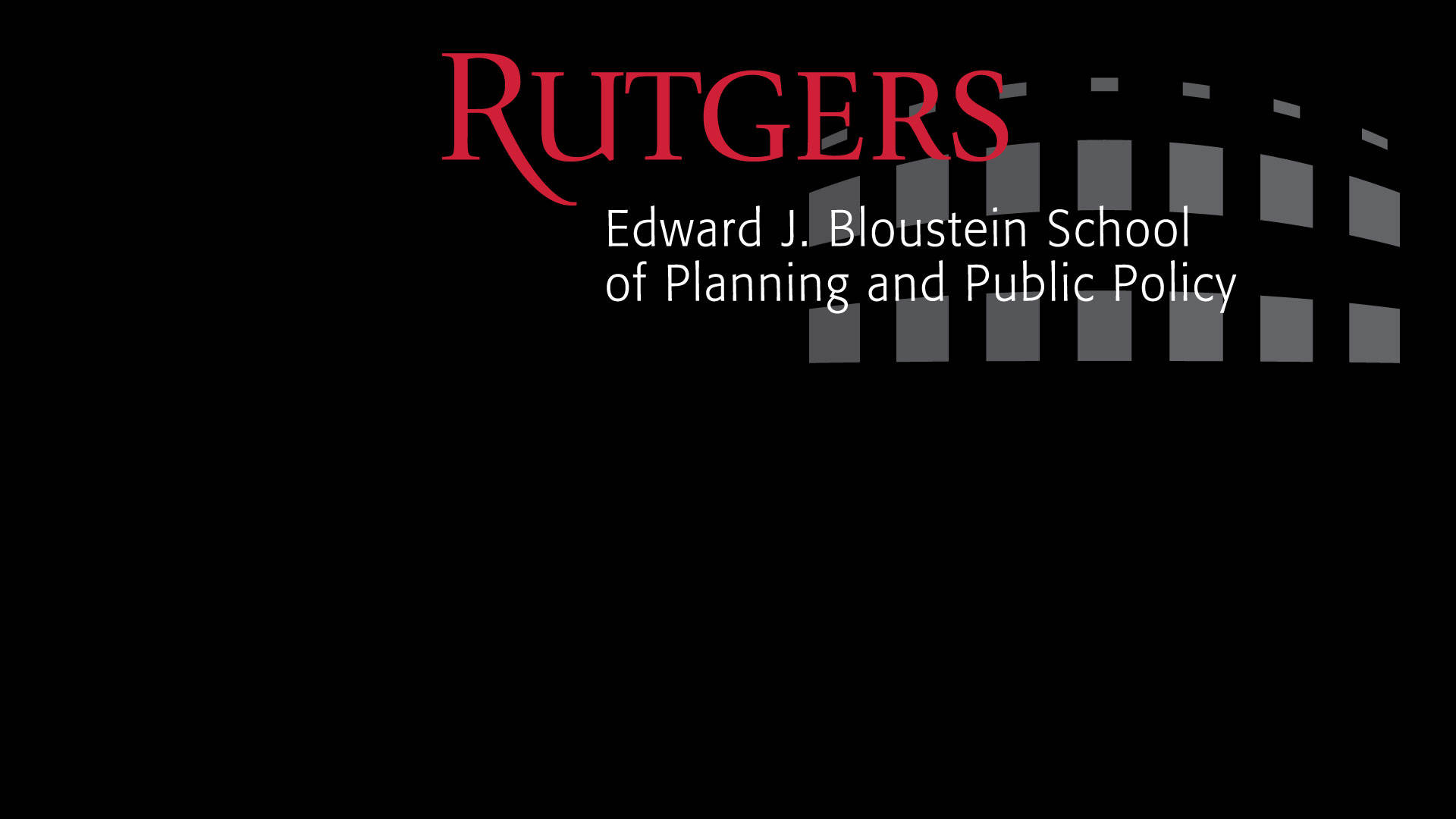 美學 桌布 壁紙 — 大膽的紅色Rutgers文字和灰色建築剪影，在純黑背景上格外突出。