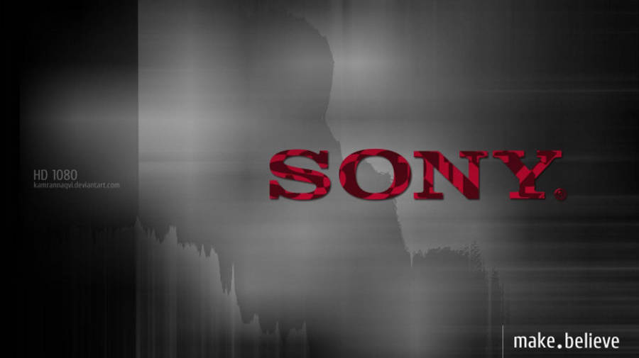 Sony 桌布 壁紙 — 大膽的紅色Sony標誌在煙灰色抽象背景上發光，帶有微妙的光線條紋。