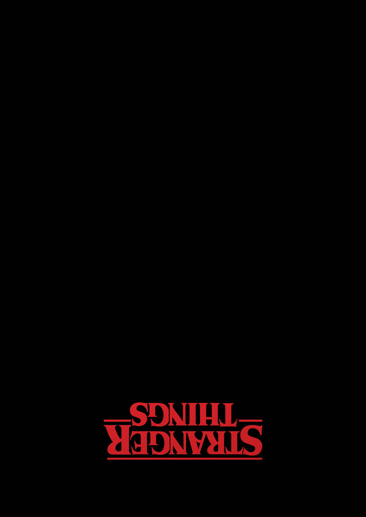 Stranger Things iPhone 桌布 壁紙 — 大膽的紅色Stranger Things標誌居中於純黑色背景上，搭配簡潔的字體設計。