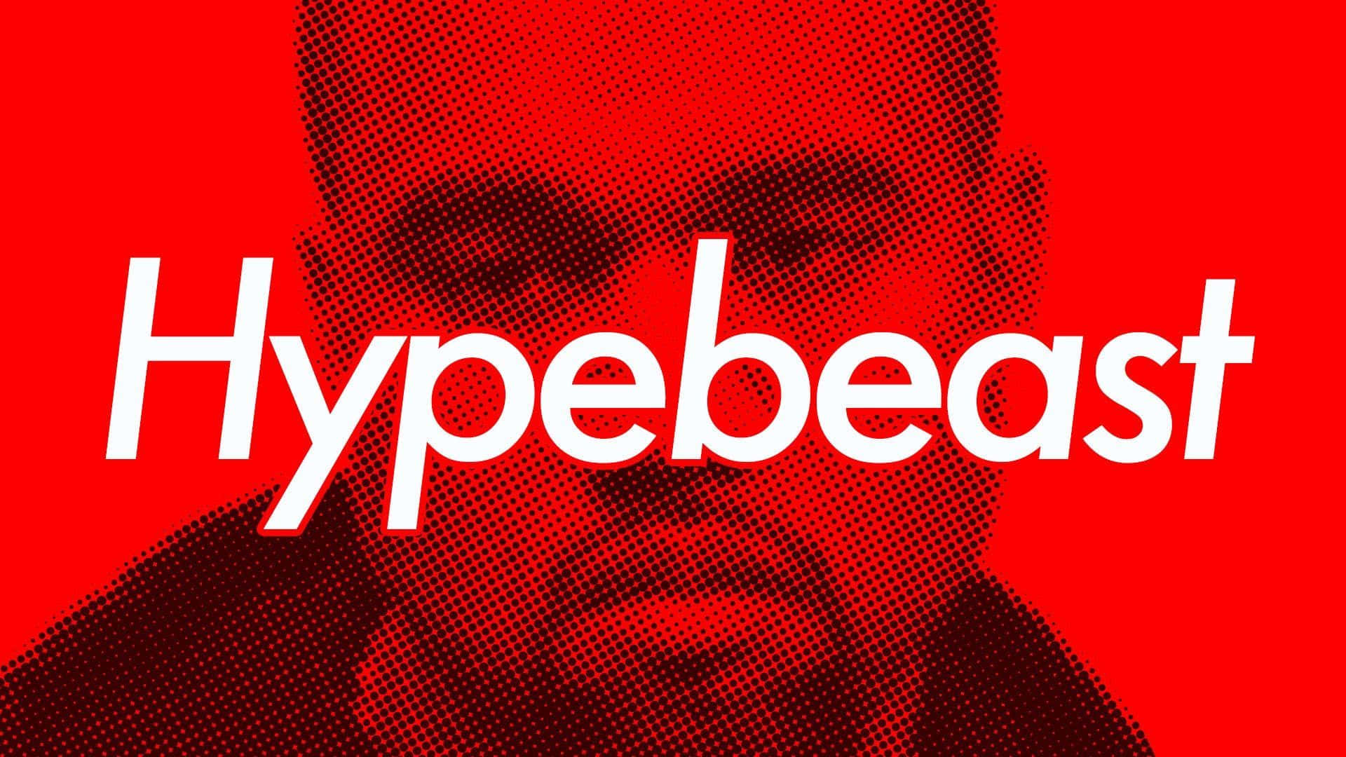 潮流玩家 桌布 壁紙 — 大膽的紅色半色調男子肖像，白色 'Hypebeast' 文字在鮮豔的紅色背景上。